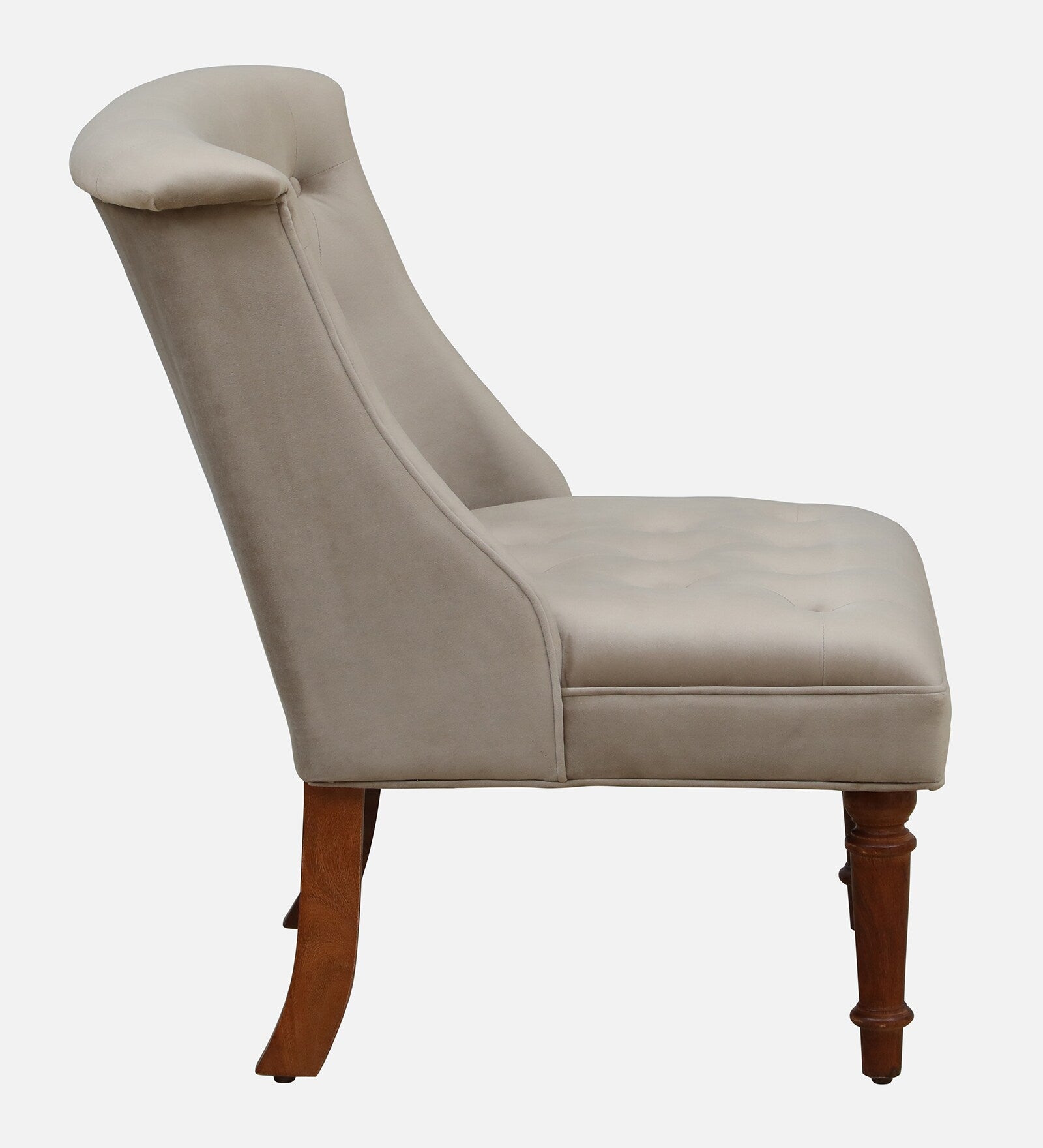 Ludovic Velvet Slipper Chair In Beige Colour - Febonic Living