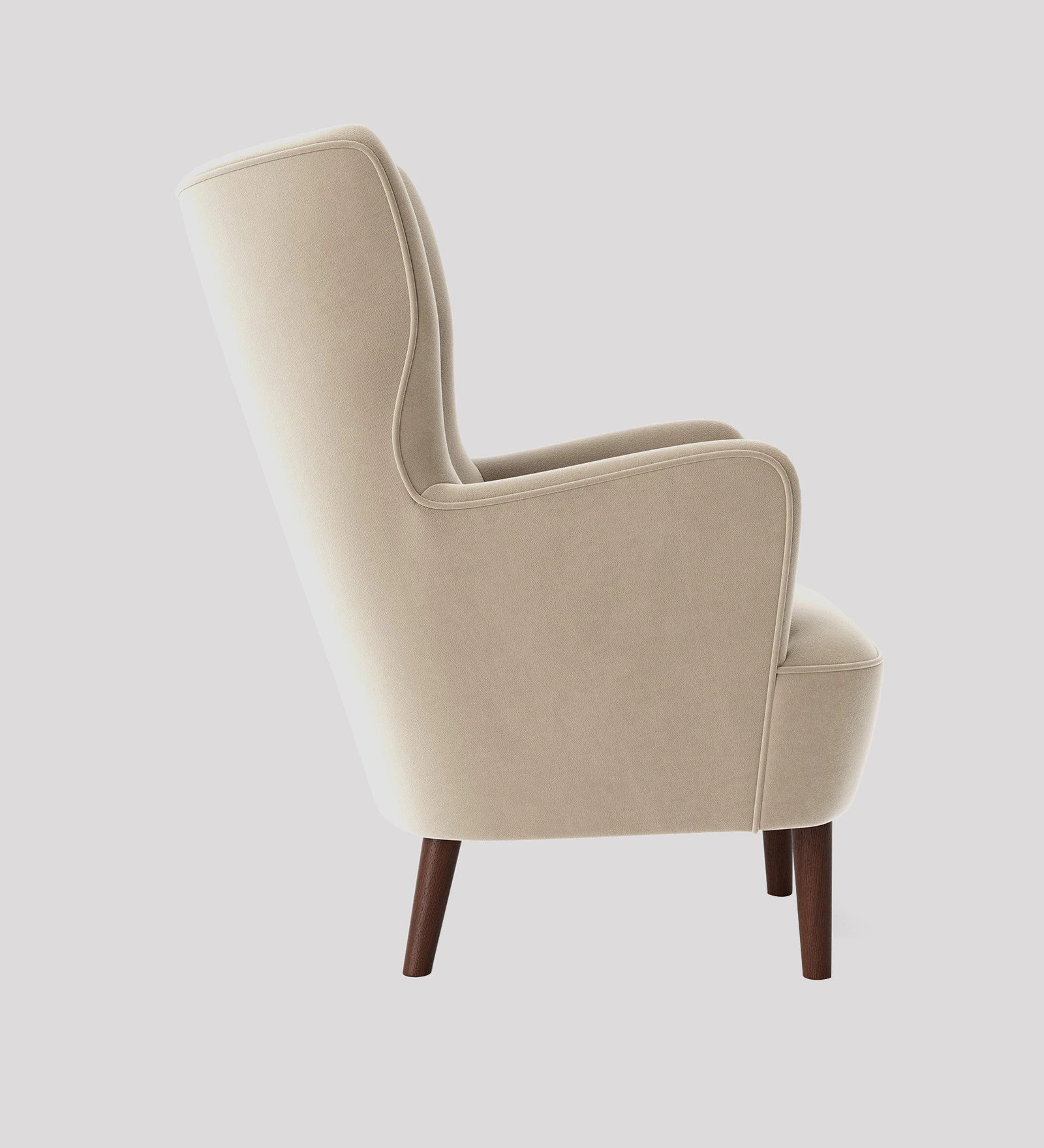 Mash Velvet Wing Chair In Beige Colour
