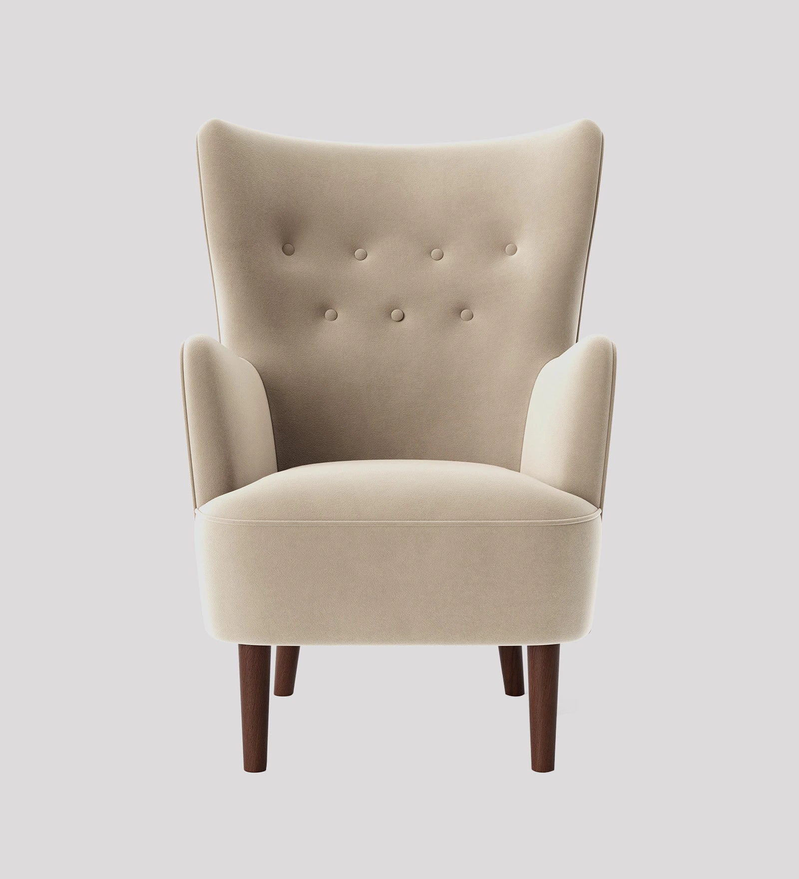 Mash Velvet Wing Chair In Beige Colour