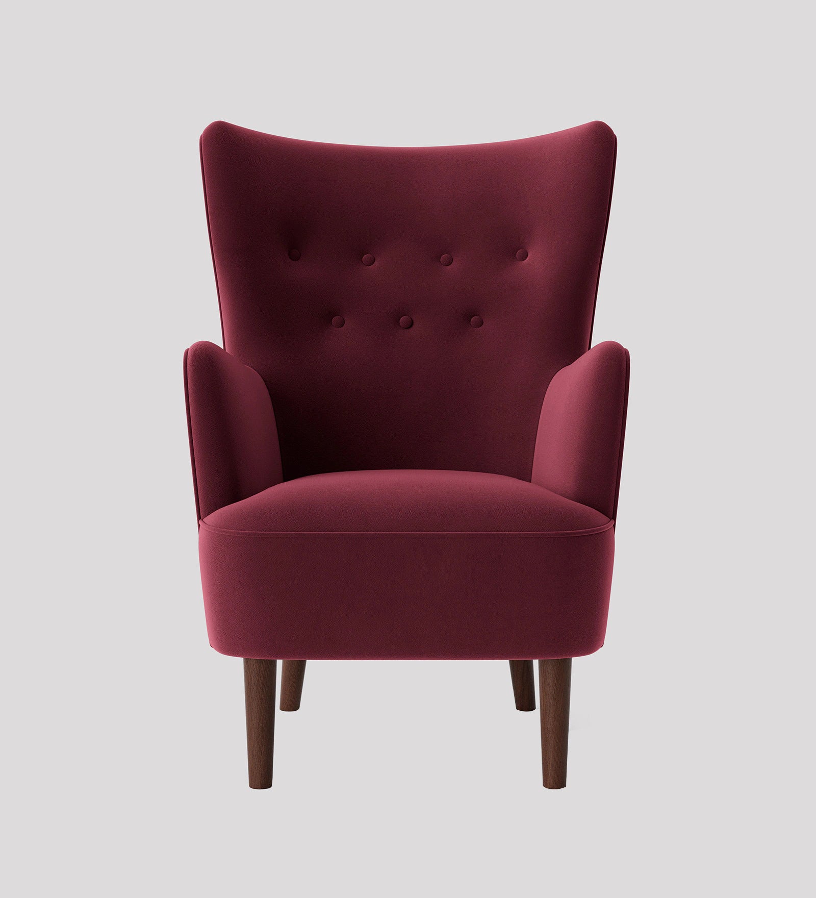 Mash Velvet Wing Chair In Maroon Colour