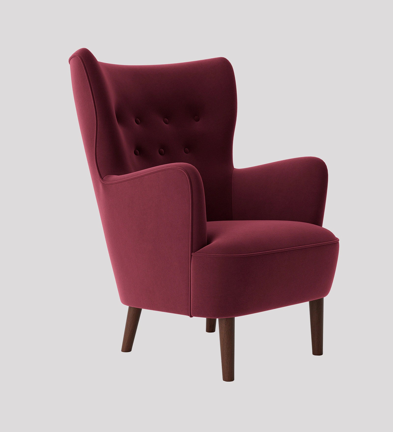 Mash Velvet Wing Chair In Maroon Colour