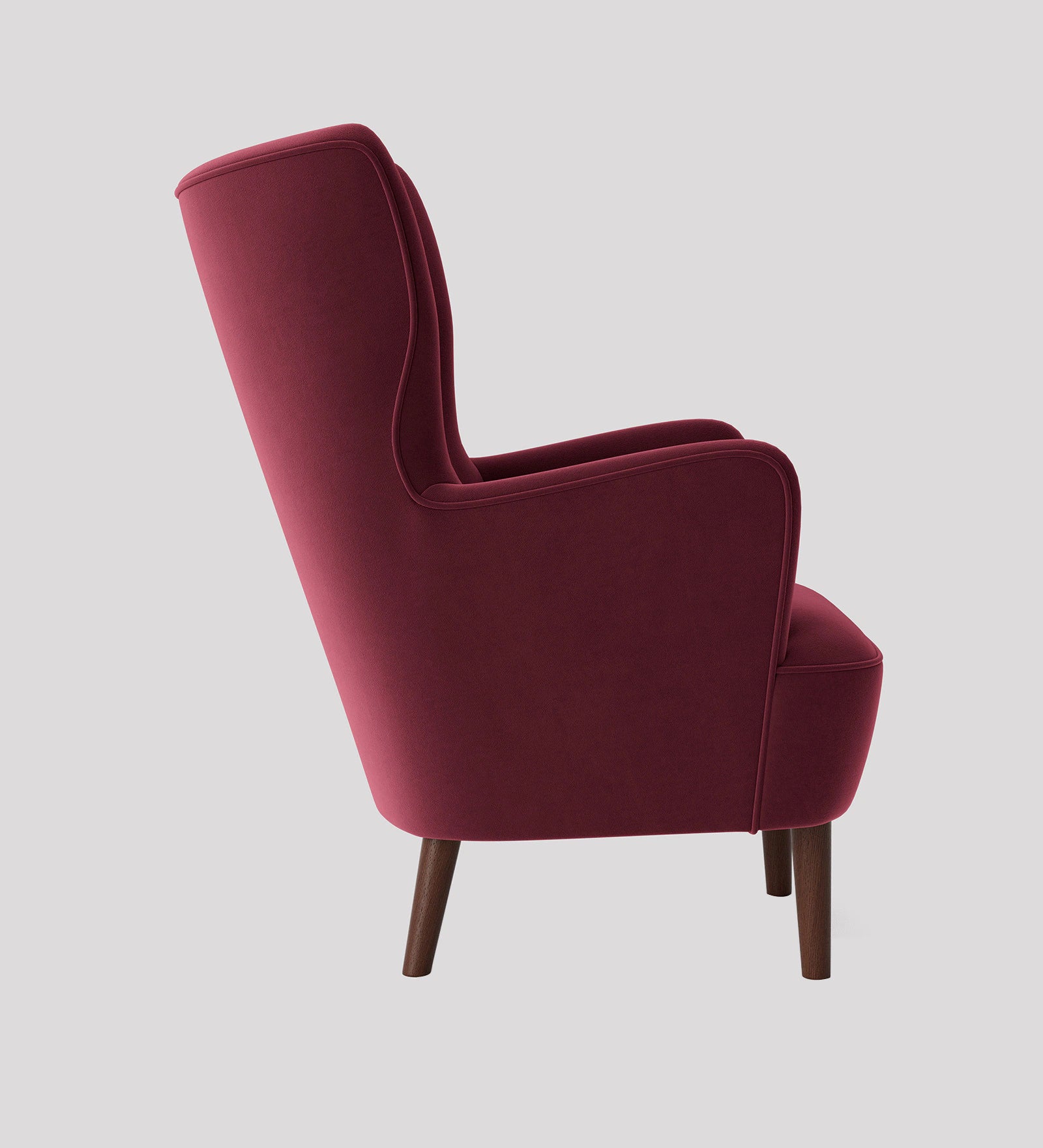 Mash Velvet Wing Chair In Maroon Colour