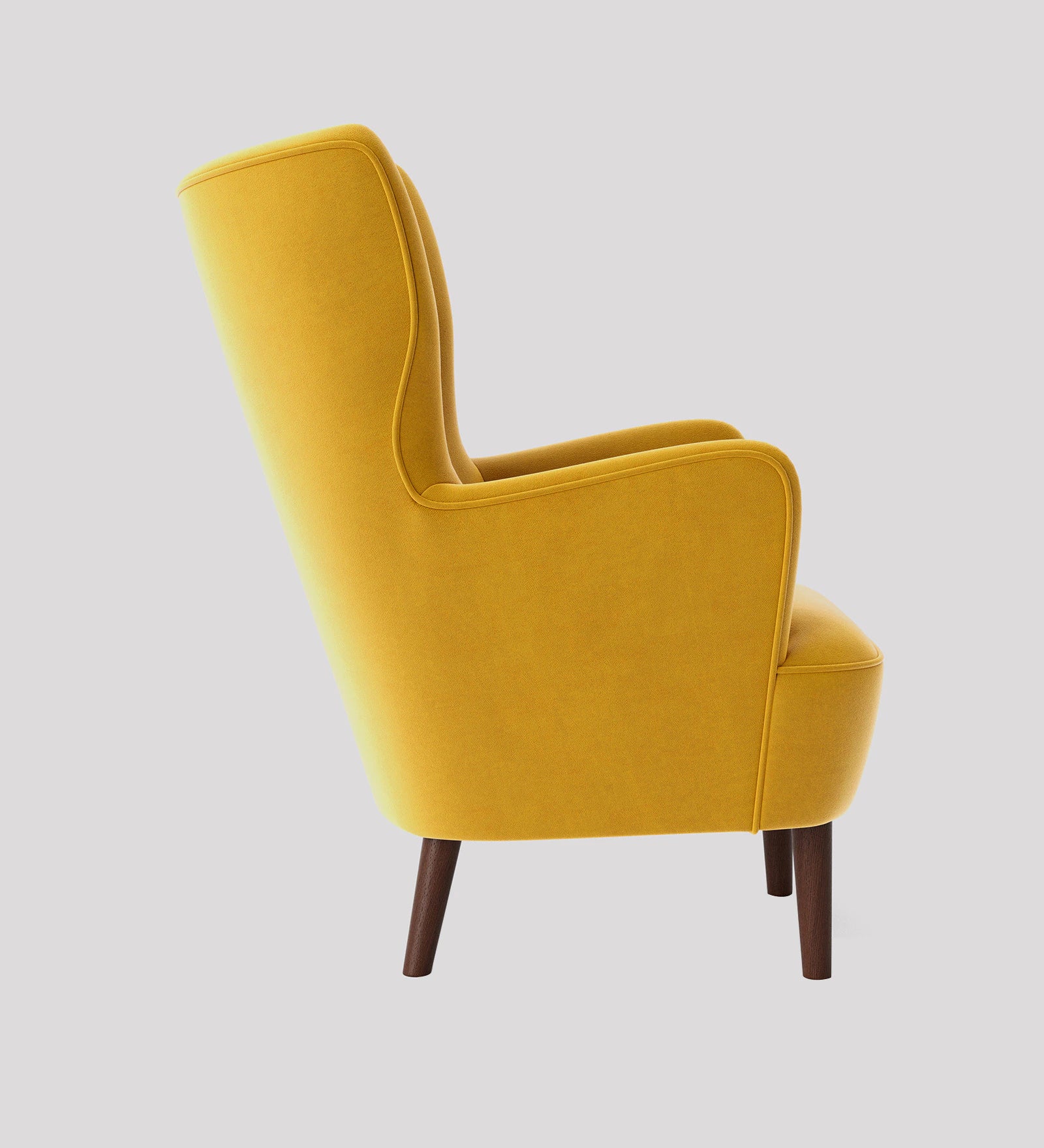 Mash Velvet Wing Chair In Yellow Colour