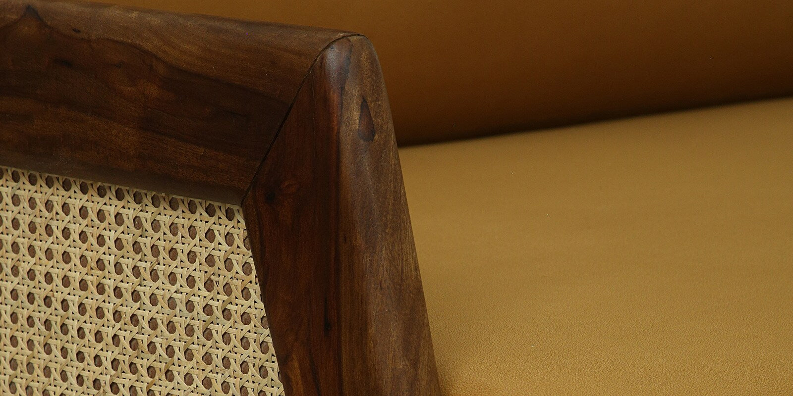 Opal Sheesham Wood 3 Seater Sofa In Mustard Colour
