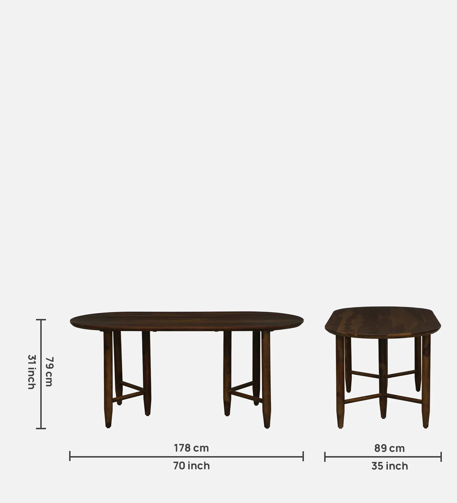 Mayer Sheesham Oval Wood 6 Seater Dining Set With Bench In Provincial Teak Finish - Febonic Living