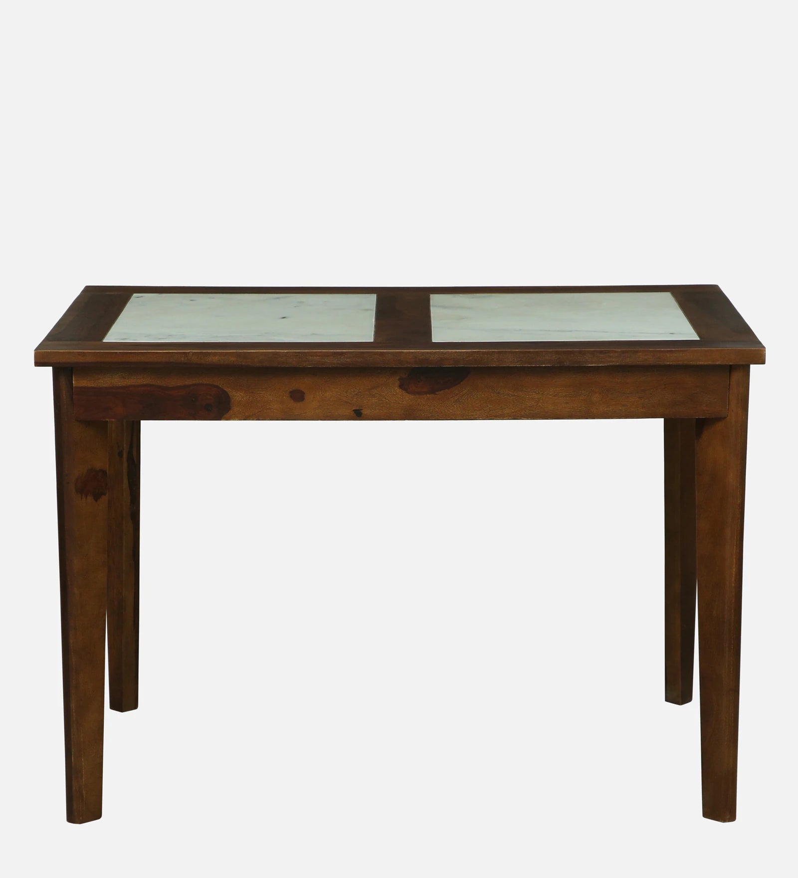 Mayer Sheesham Wood 4 Seater Dining Set With Marble Top In Provincial Teak Finish - Febonic Living