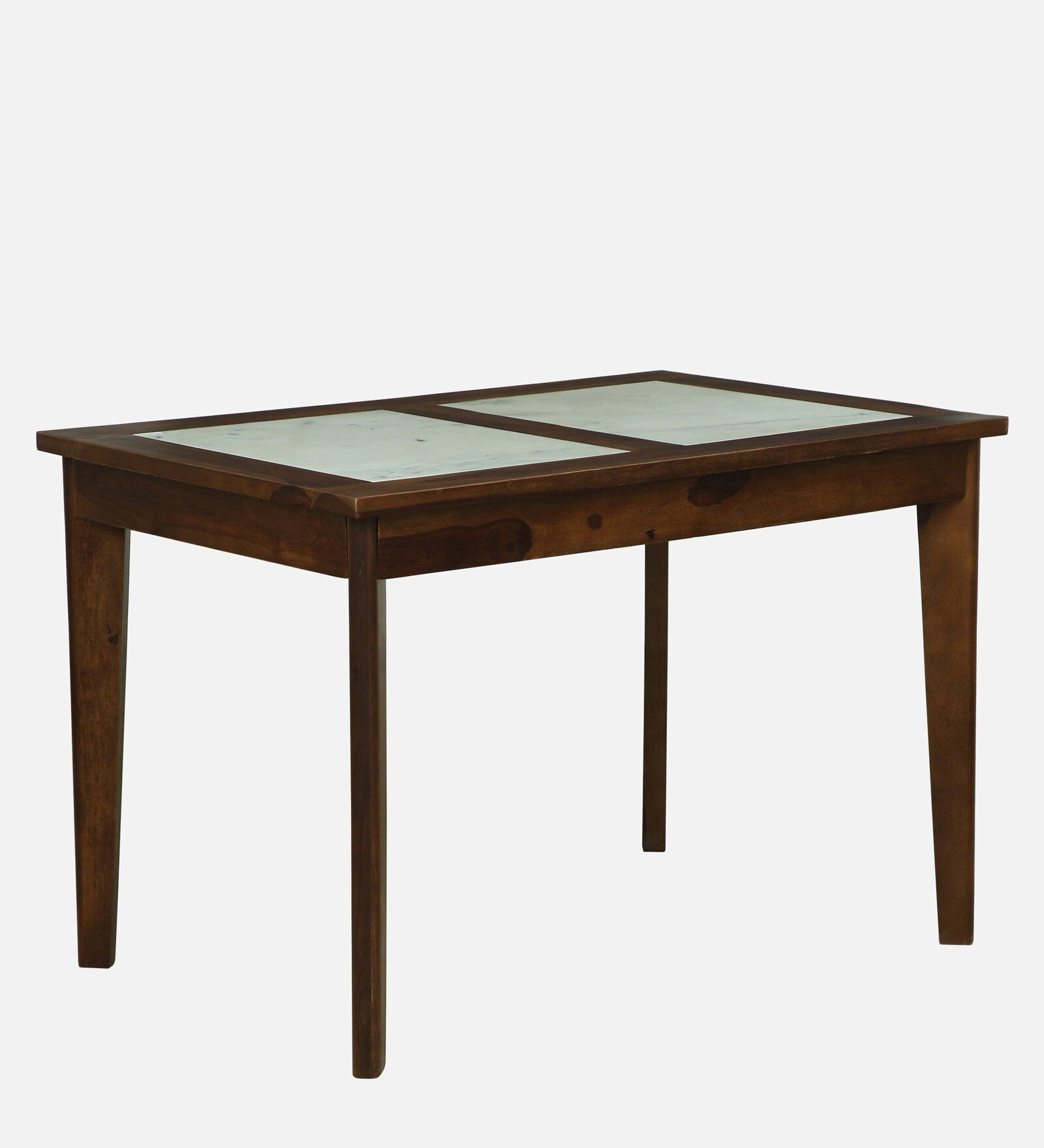 Mayer Sheesham Wood 4 Seater Dining Set With Marble Top In Provincial Teak Finish - Febonic Living