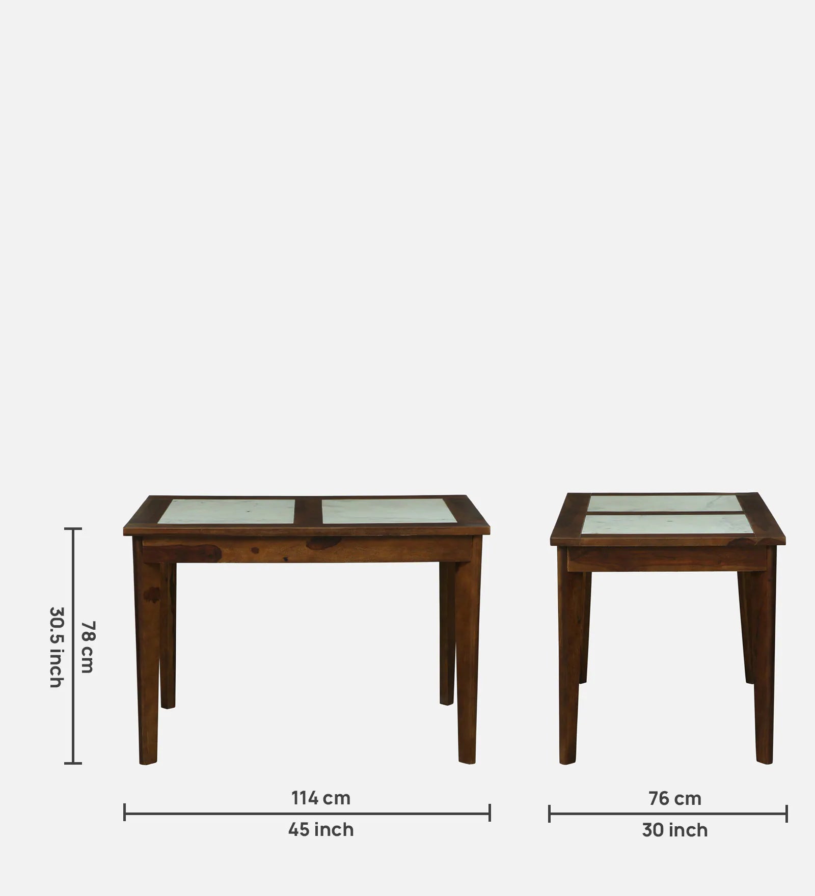 Mayer Sheesham Wood 4 Seater Dining Set With Marble Top In Provincial Teak Finish - Febonic Living