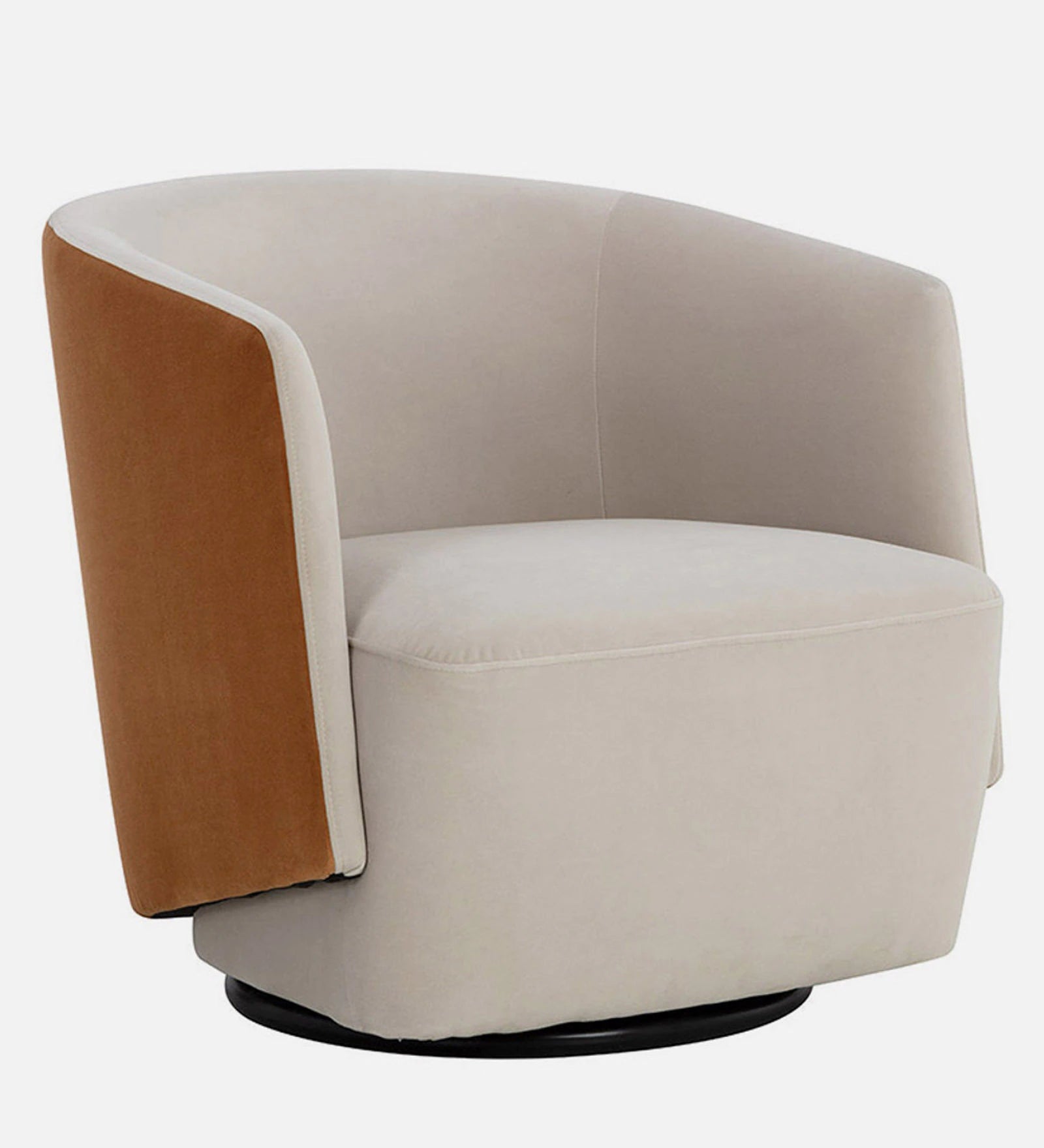 Molly Velvet Swivel Chair In Camel Beige Colour - Febonic Living