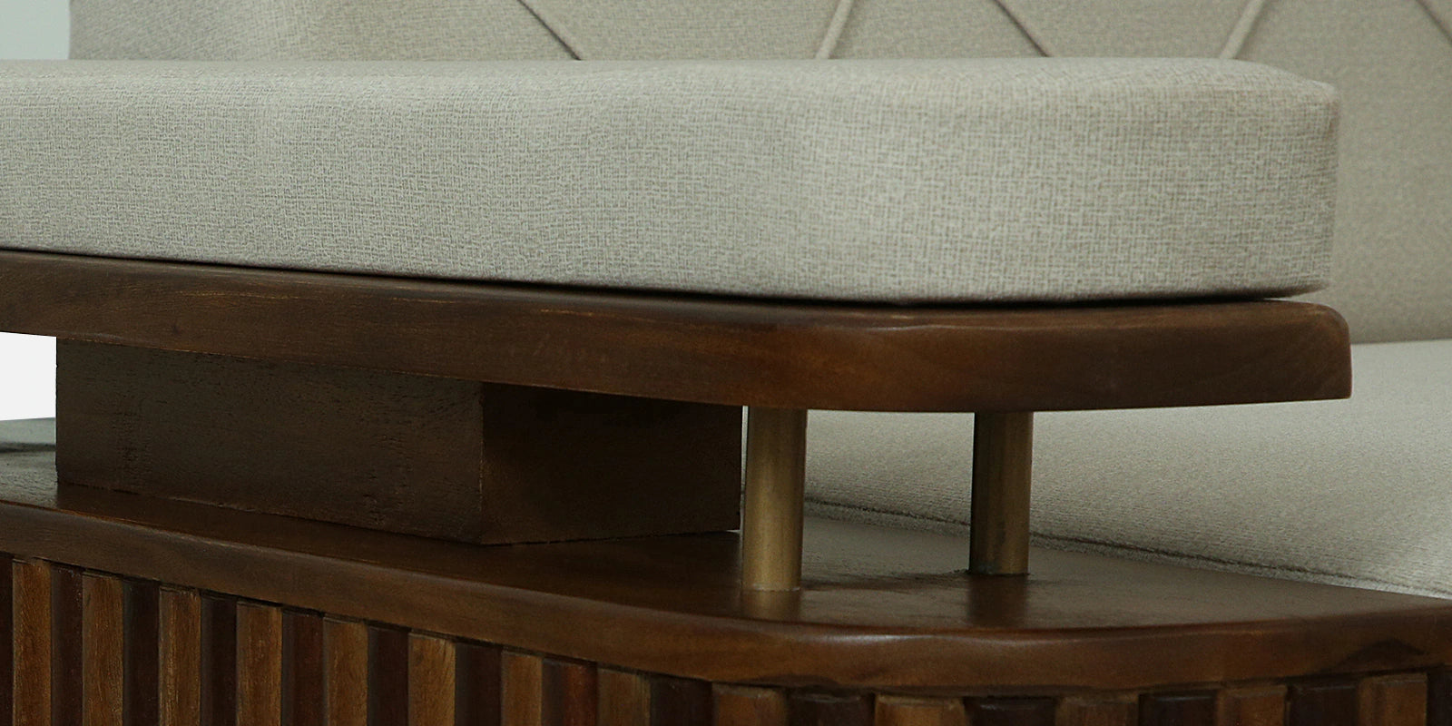 Seravu Sheesham Wood 2 Seater Sofa In Beige Colour