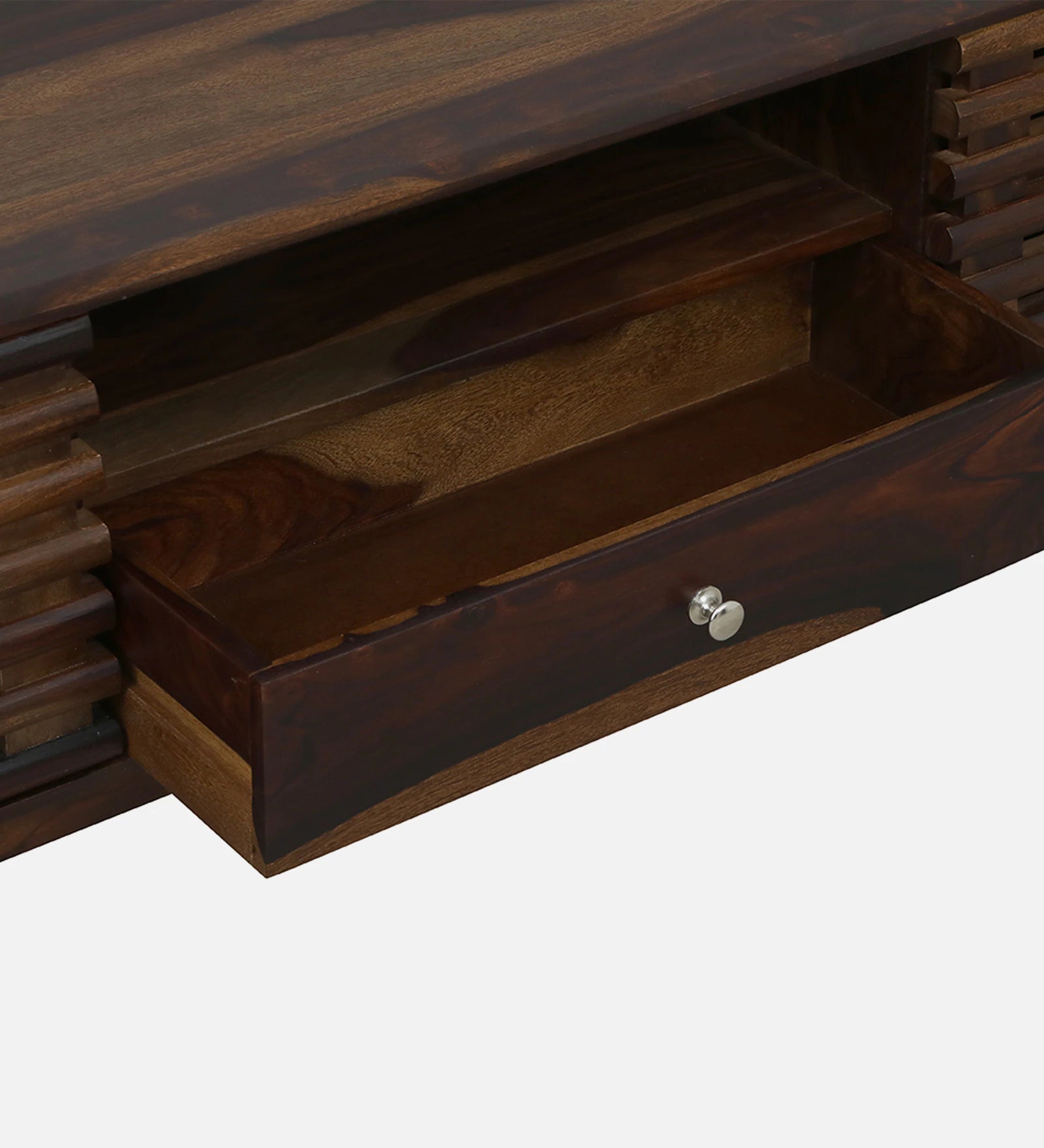 Amman Sheesham Wood TV Console In Scratch Resistant Provincial Teak Finish For TV's Upto 65 In - Febonic Living