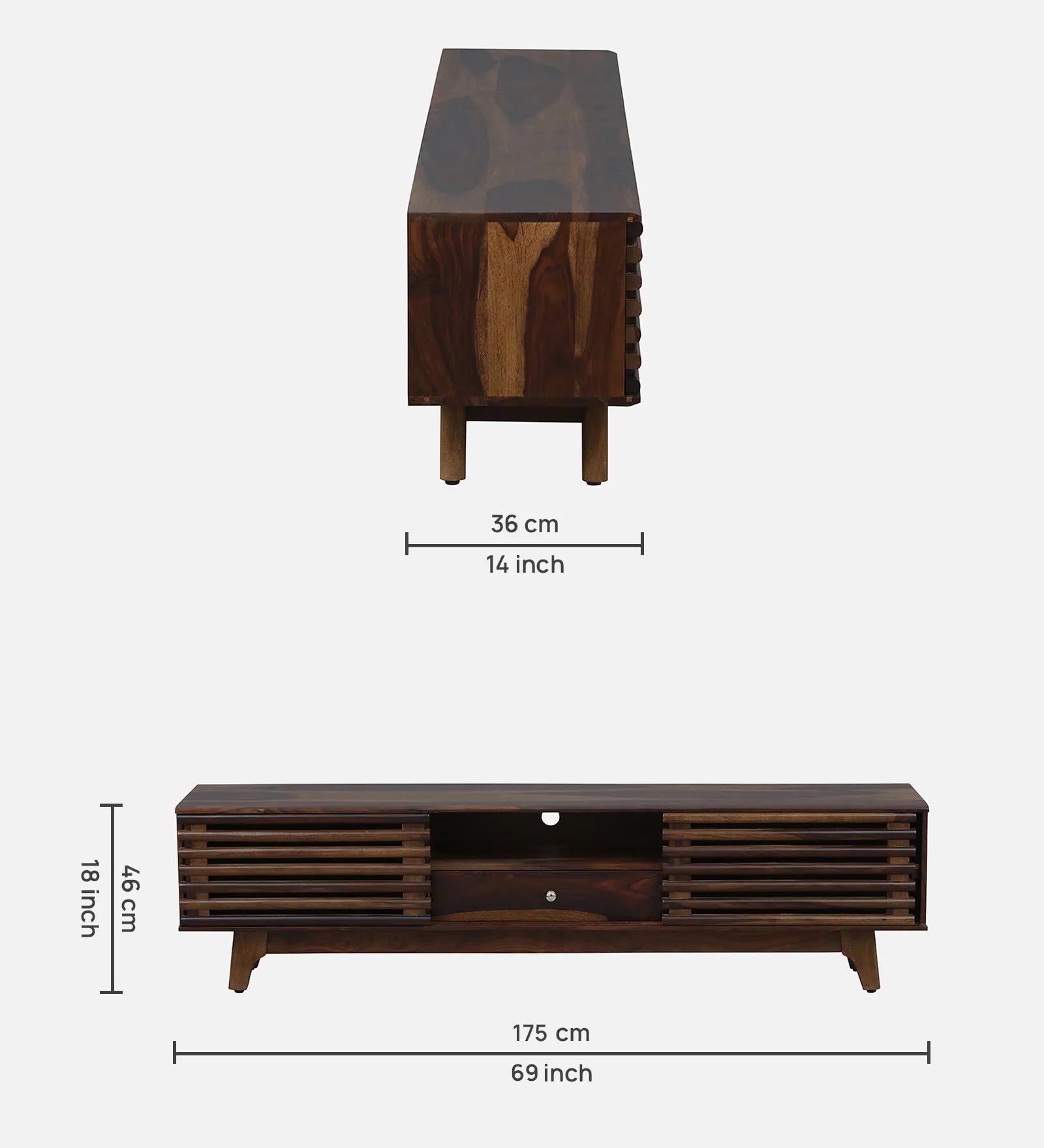 Amman Sheesham Wood TV Console In Scratch Resistant Provincial Teak Finish For TV's Upto 65 In - Febonic Living