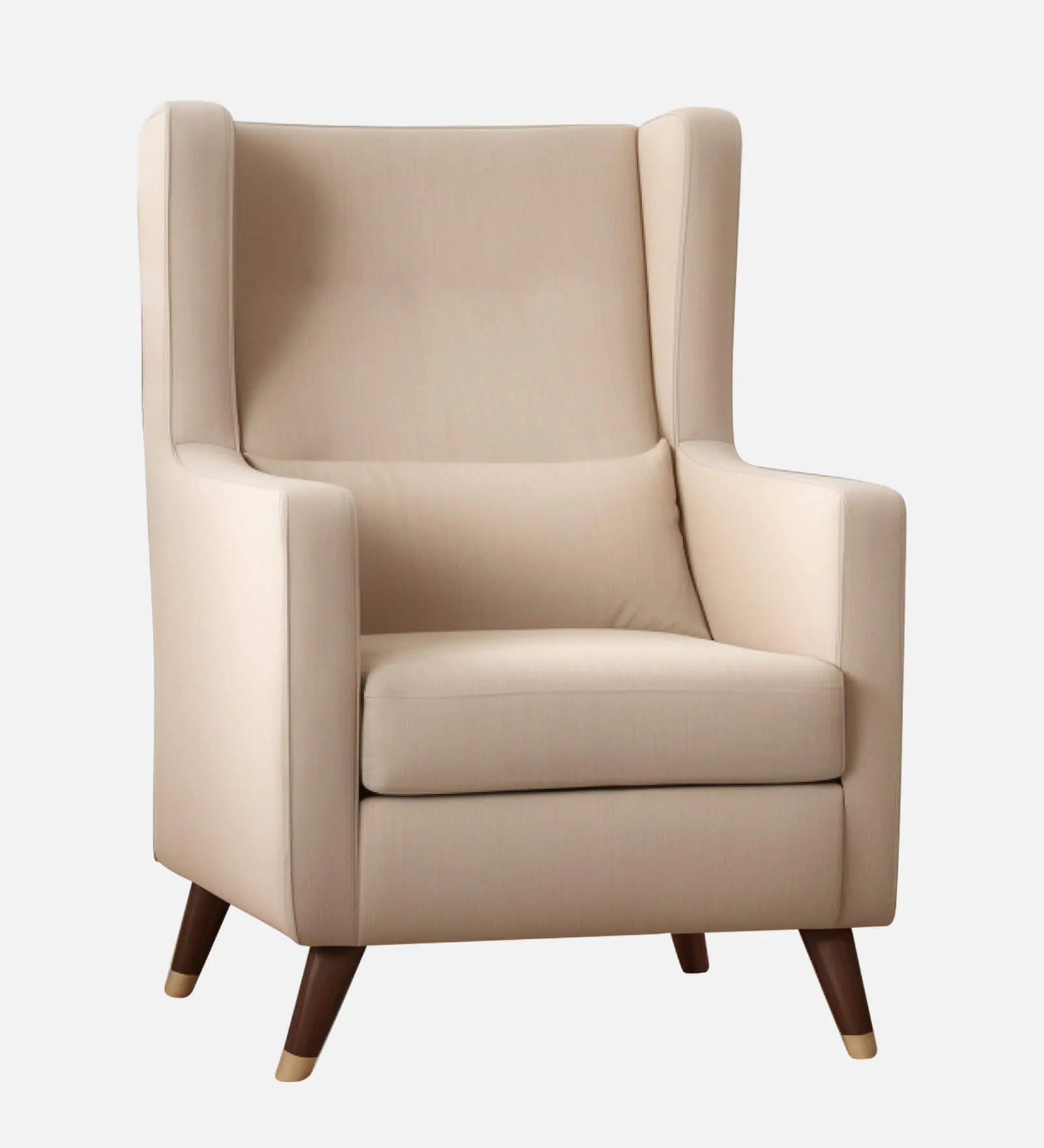 Molen Velvet Wing Chair In Camel Beige Finish With Ottoman