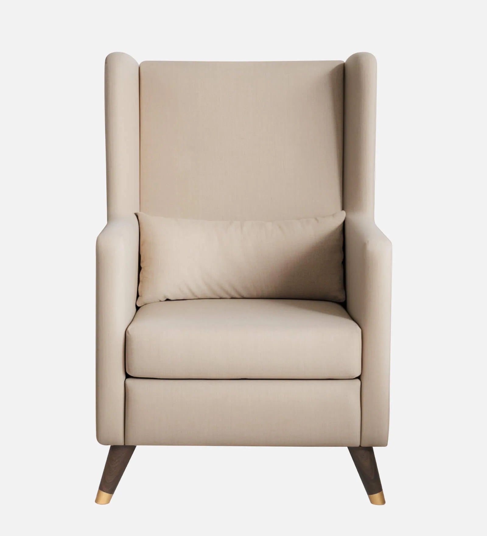 Molen Velvet Wing Chair In Camel Beige Finish With Ottoman