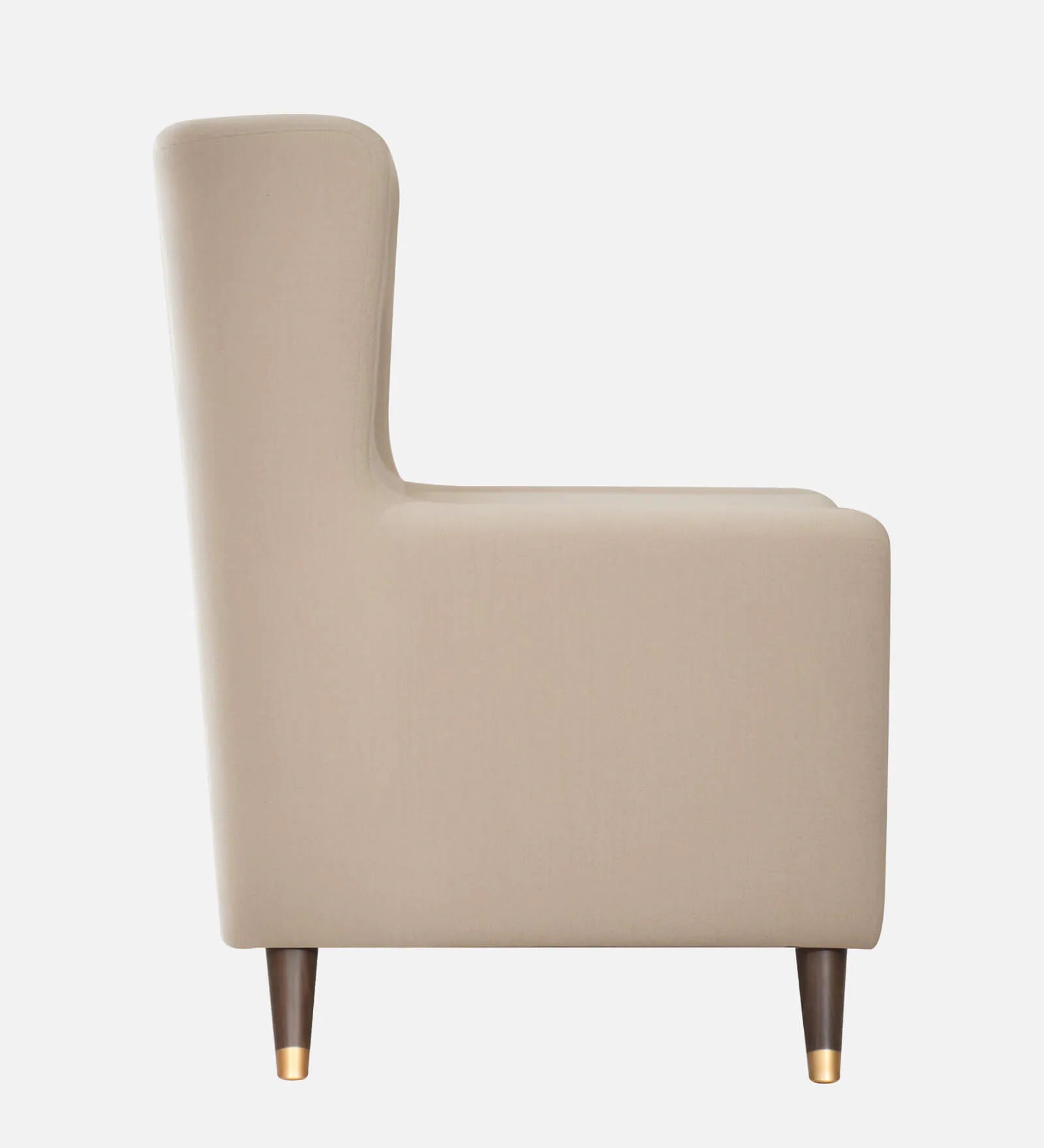 Molen Velvet Wing Chair In Camel Beige Finish With Ottoman