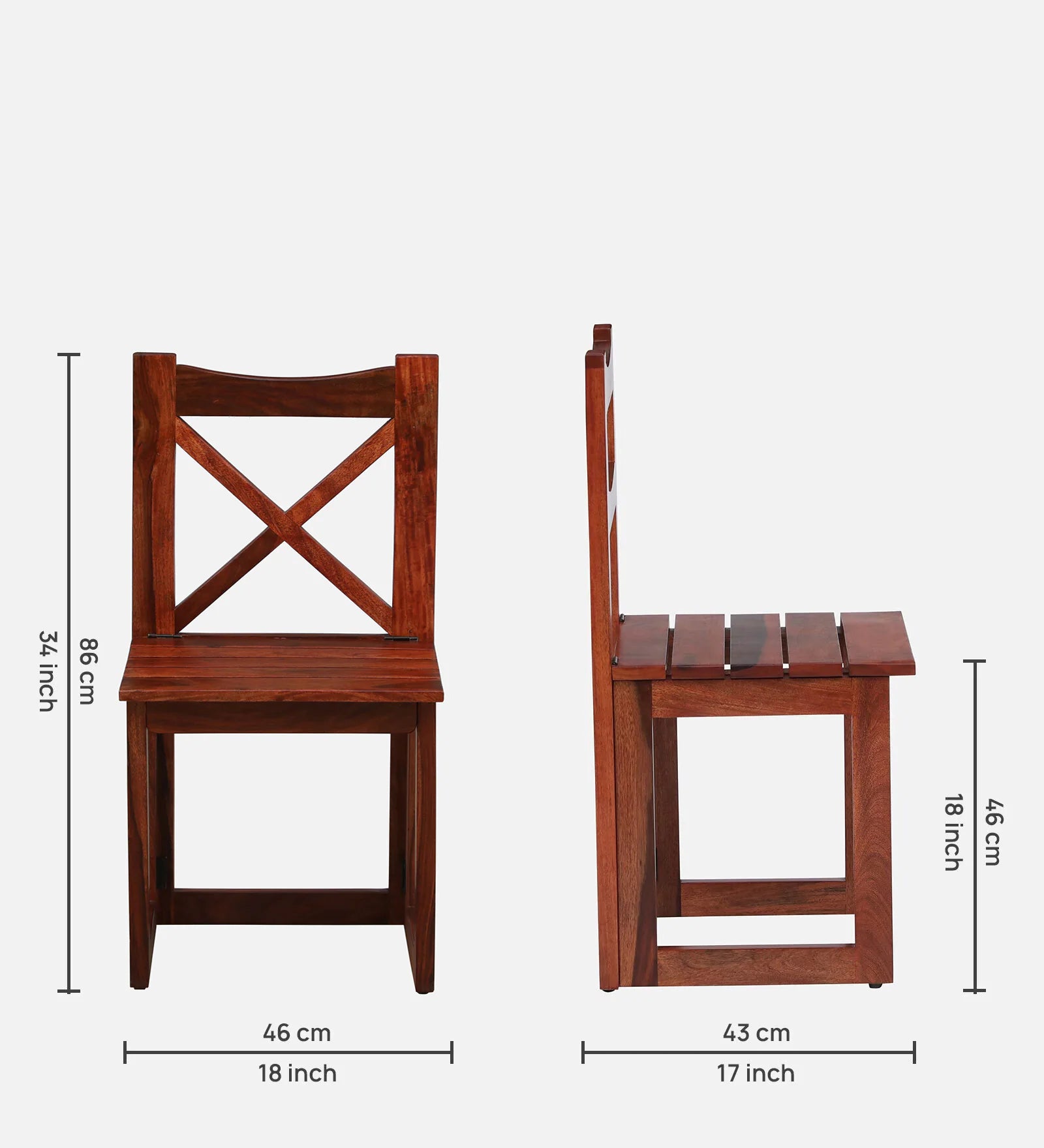Foshan Sheesham Wood 4 Seater Folding Dining Set In Honey Oak Finish - Febonic Living