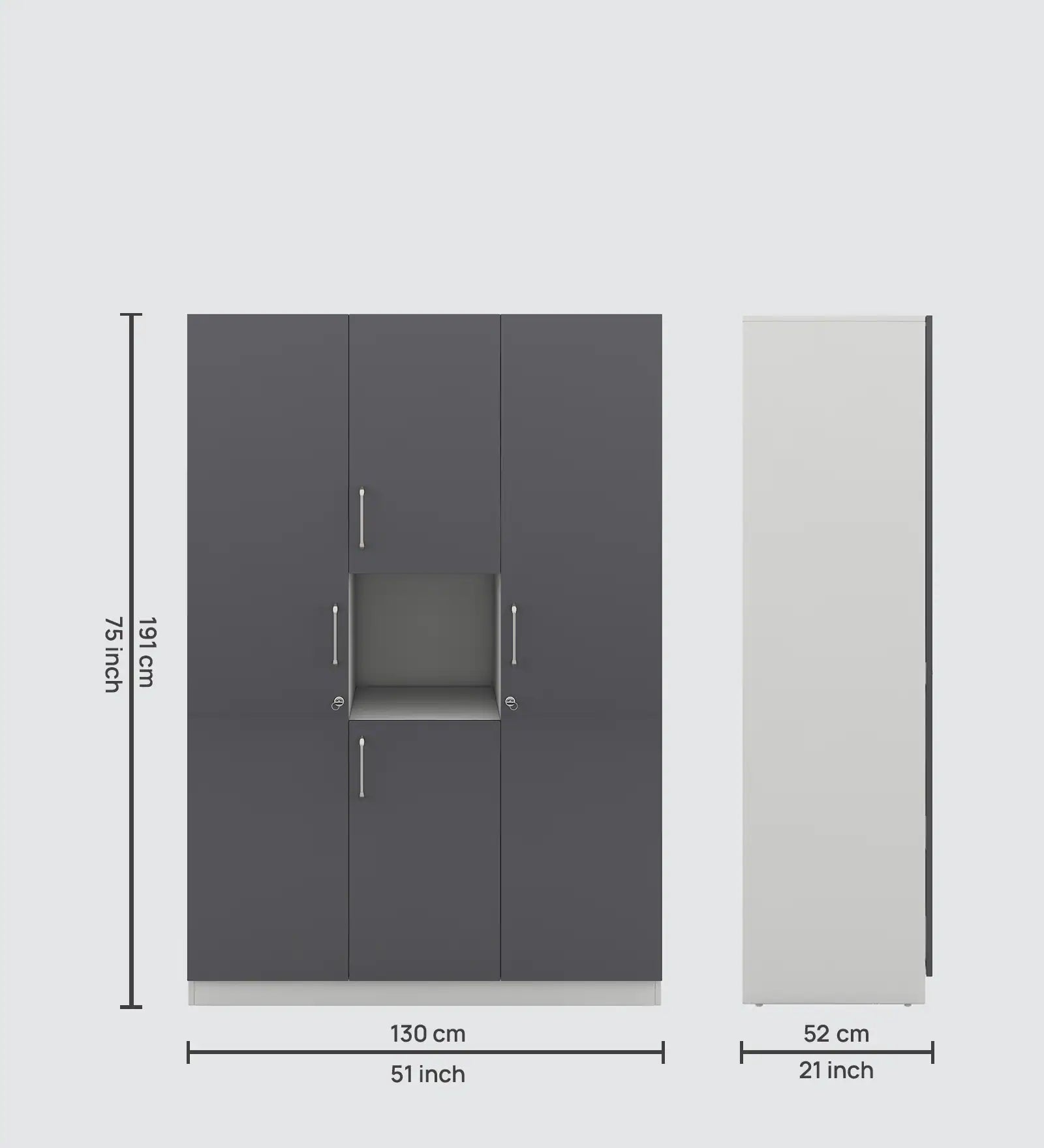Pearl 3 Door Wardrobe in Wenge & Frosty White Finish