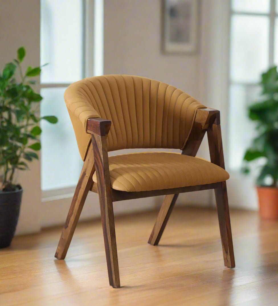 Masim Sheesham Wood Arm Chair In Provincial Teak Finish - Febonic Living