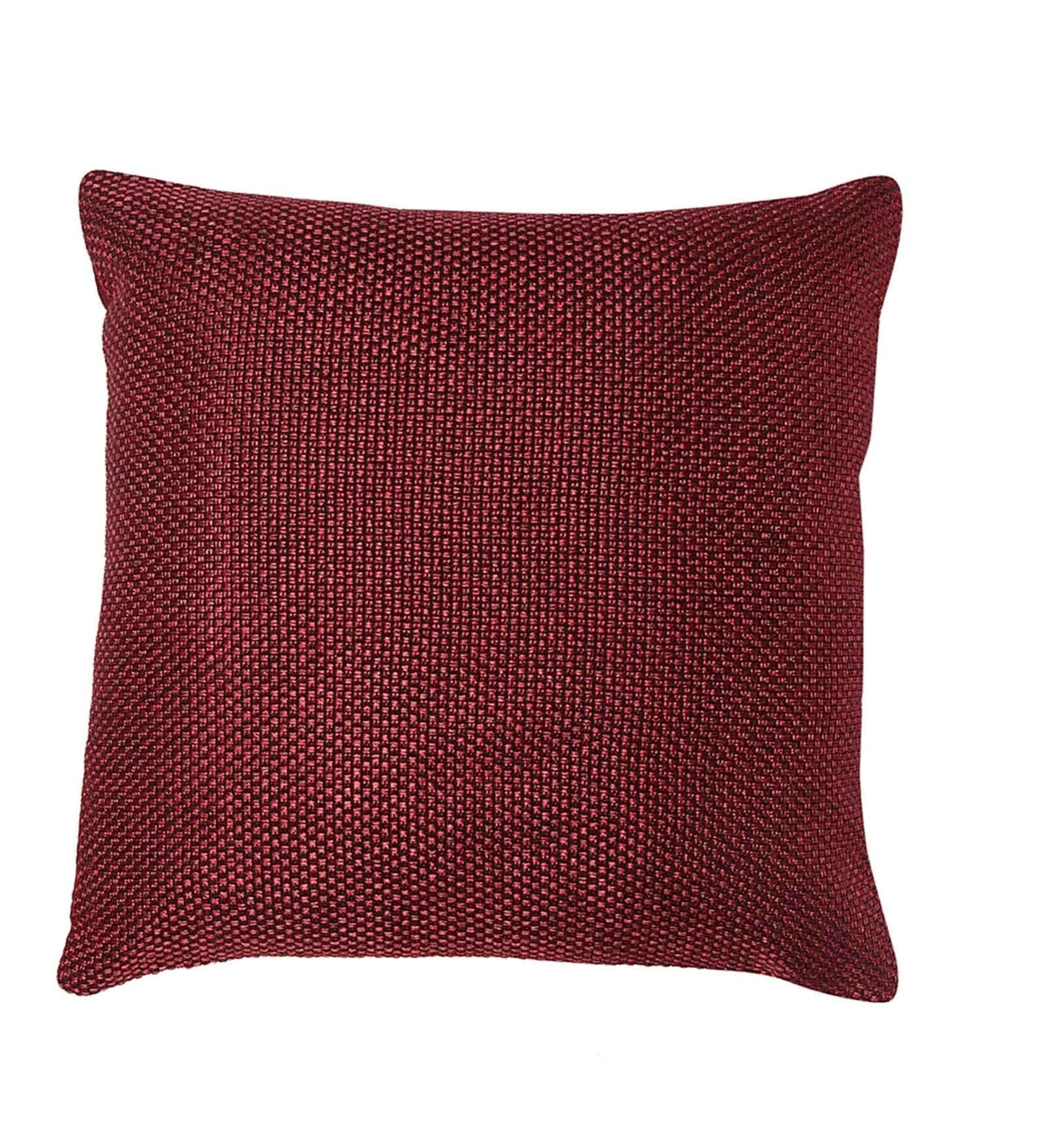 Vedi Jute Fabric Geometric 16x16 inches Cushion + Covers (Set of 5) In Blaze Red Colour - Febonic Living