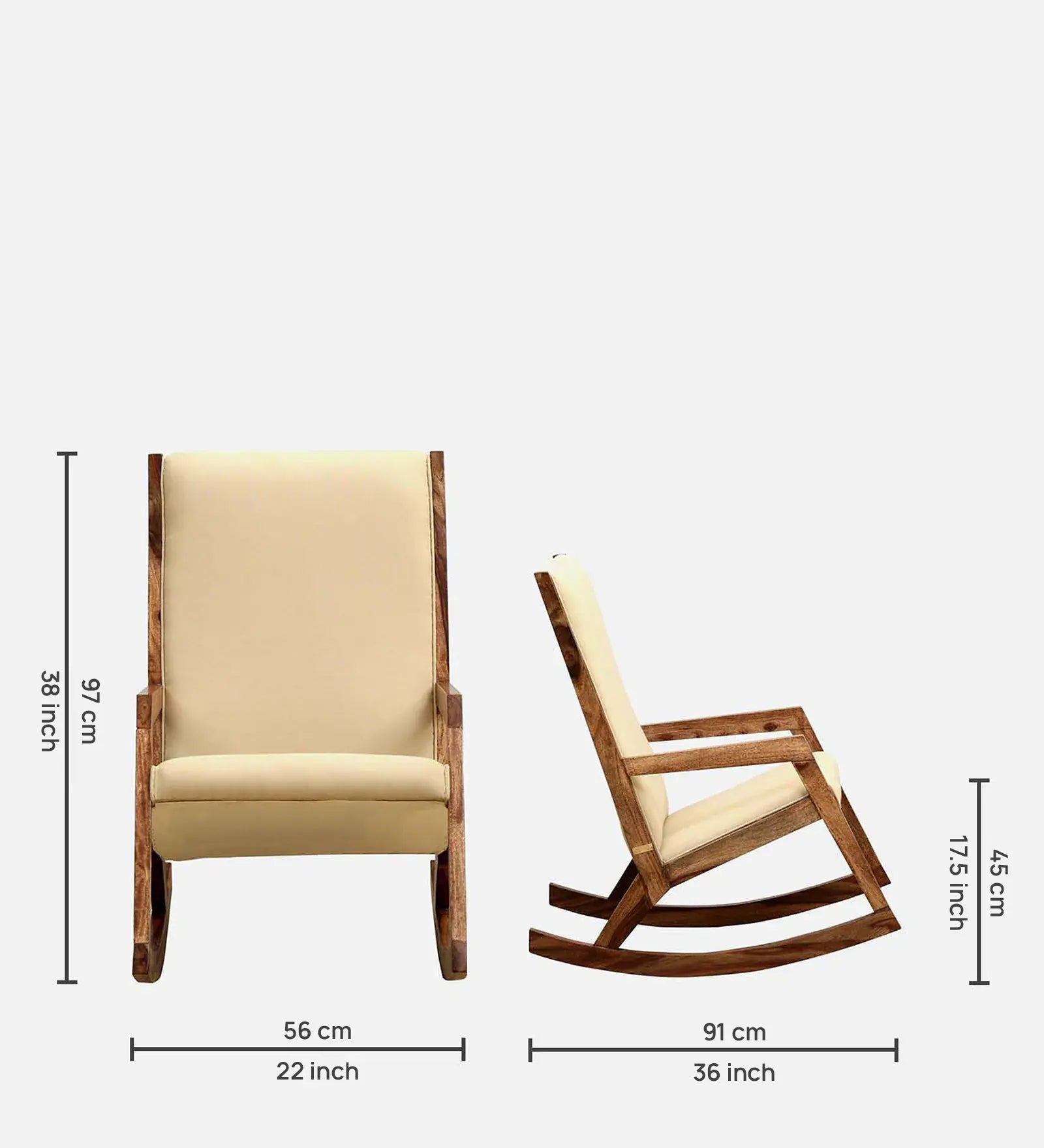 Rezza Fabric Rocking Chair in Beige Colour