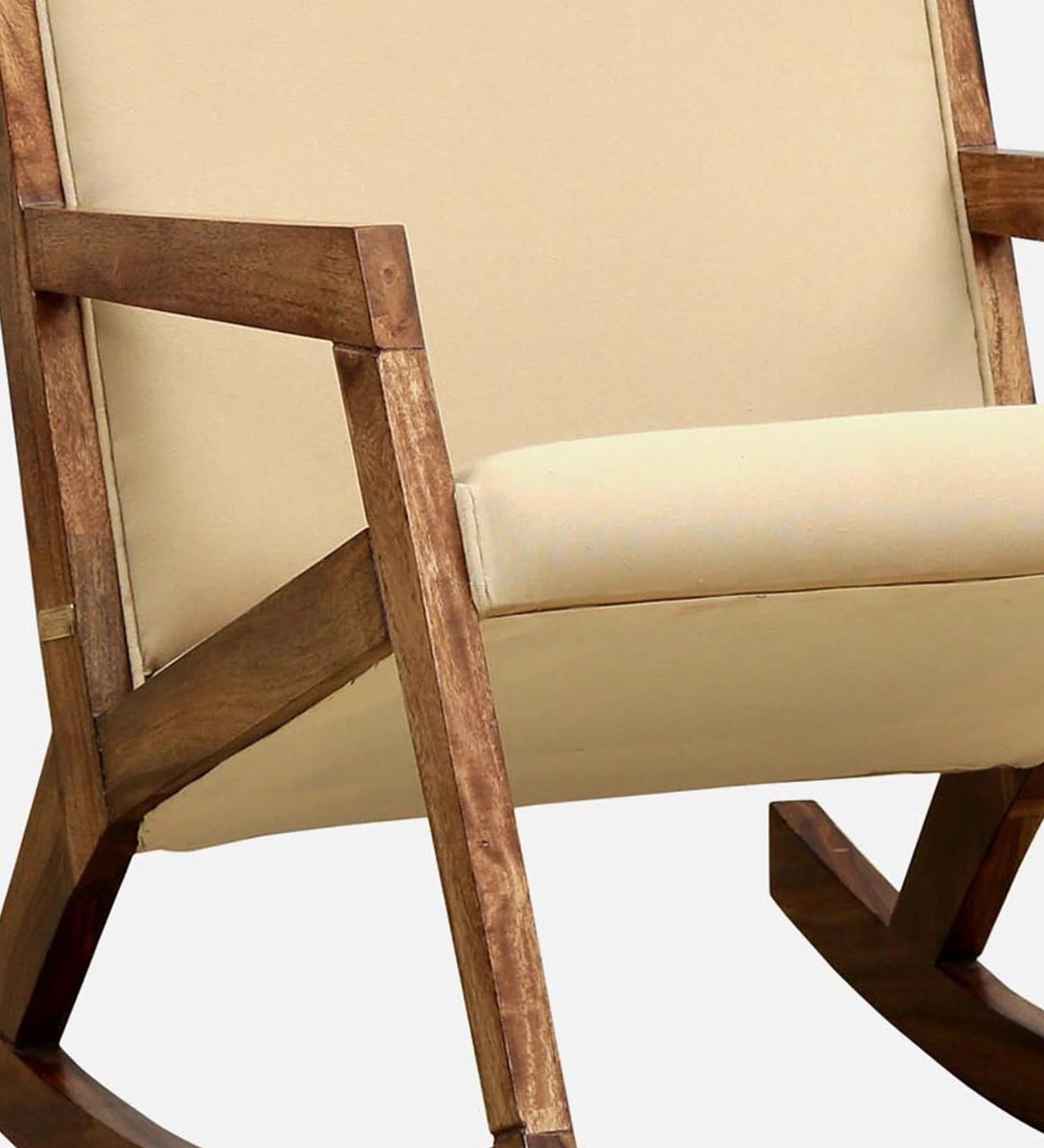 Rezza Fabric Rocking Chair in Beige Colour