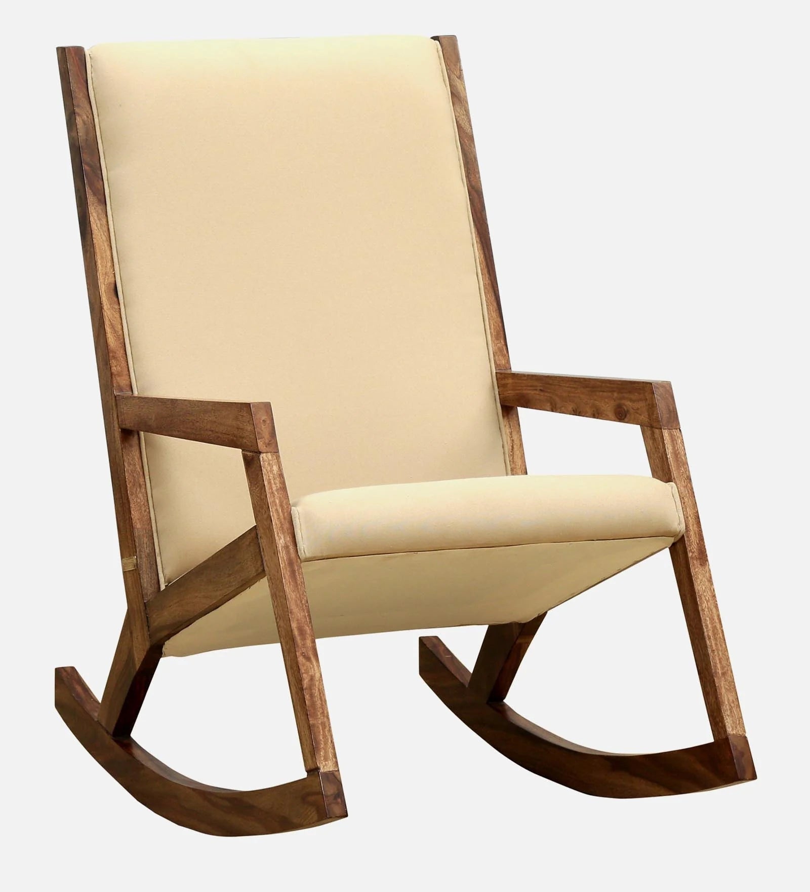Rezza Fabric Rocking Chair in Beige Colour