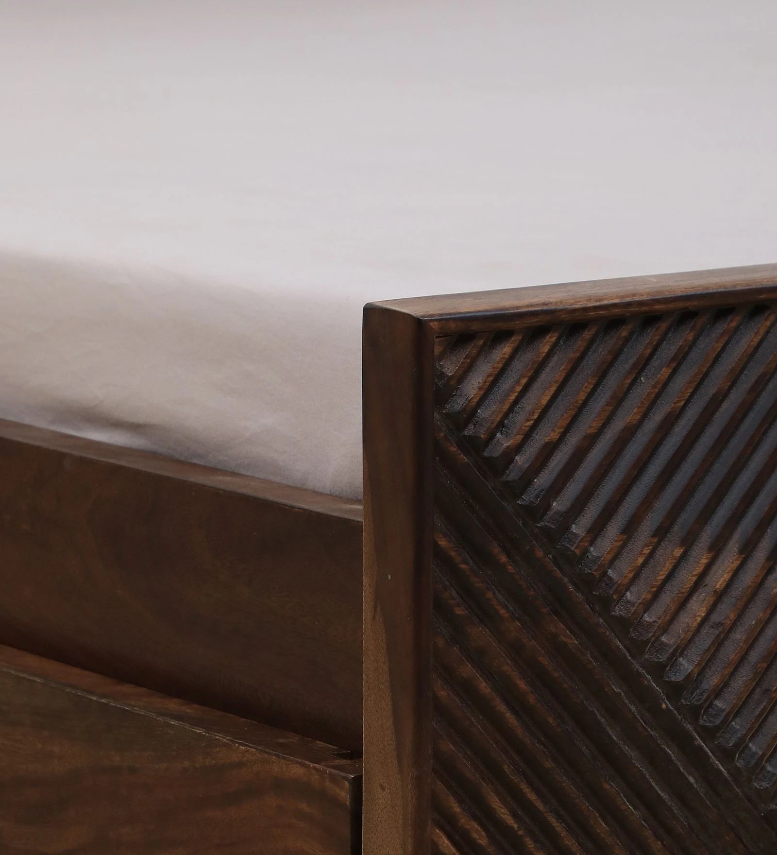 Pari Sheesham Wood King Size Bed In Provincial Teak Finish With Drawer Storage - Febonic Living
