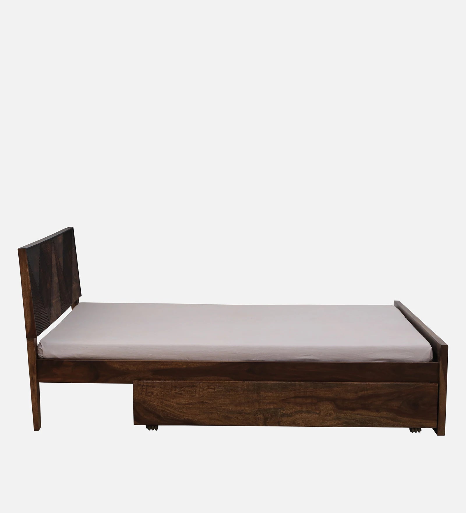 Pari Sheesham Wood King Size Bed In Provincial Teak Finish With Drawer Storage - Febonic Living