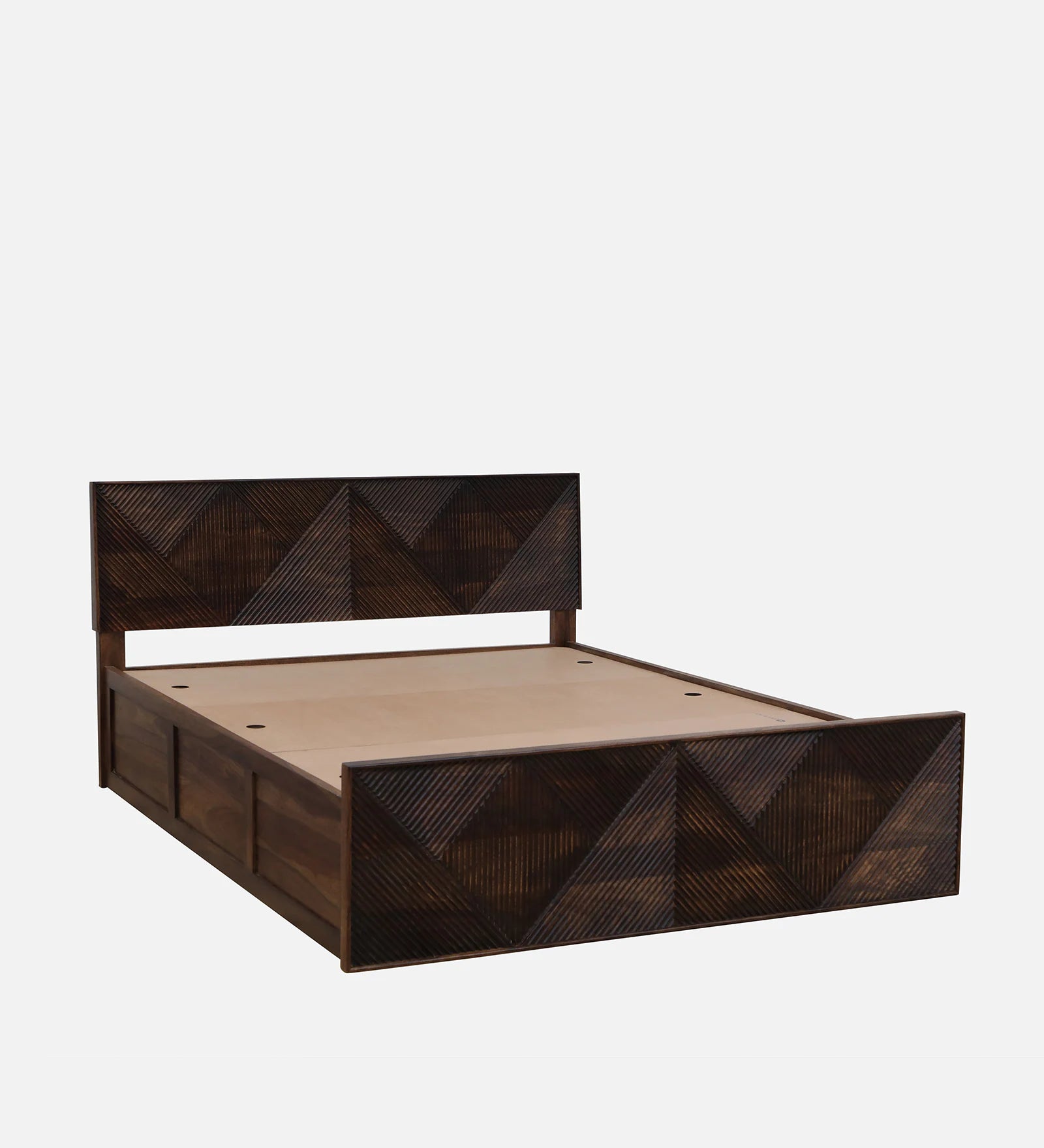 Pari Sheesham Wood King Size Bed In Provincial Teak Finish With Box Storage - Febonic Living