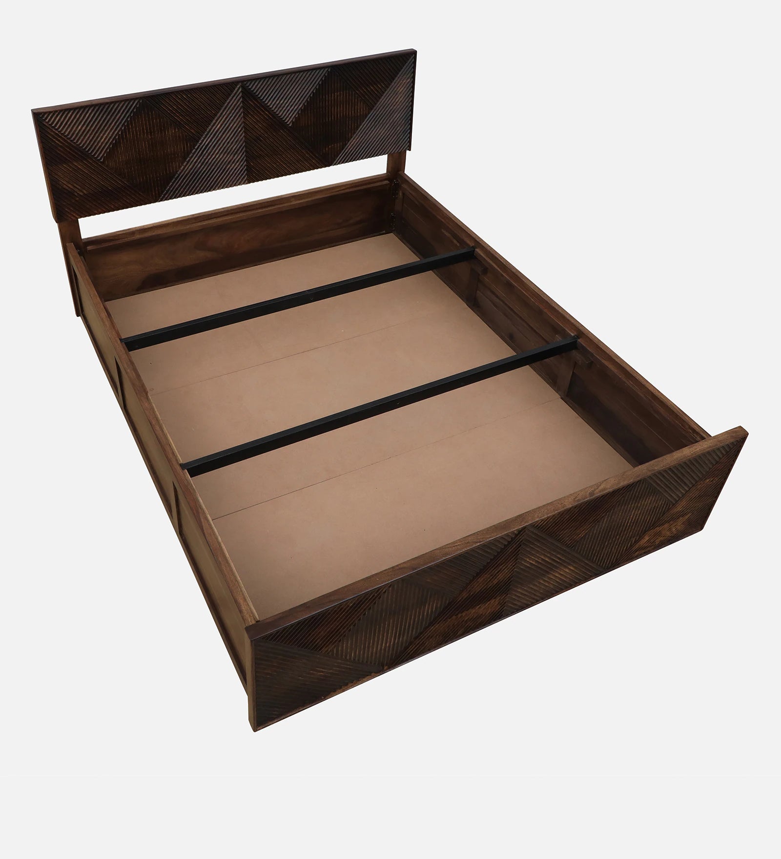 Pari Sheesham Wood King Size Bed In Provincial Teak Finish With Box Storage - Febonic Living