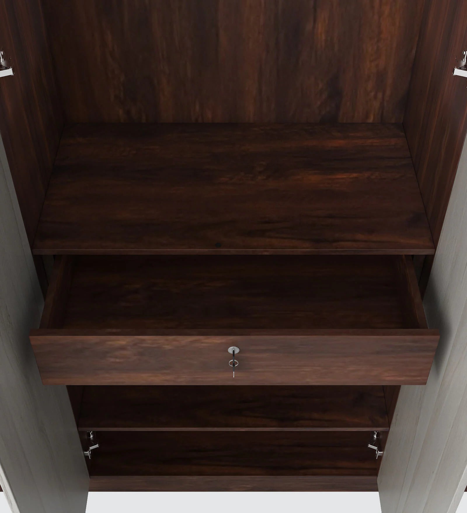 Manta 4 Door Wardrobe in Dark Walnut Color Finish With Locker - Febonic Living