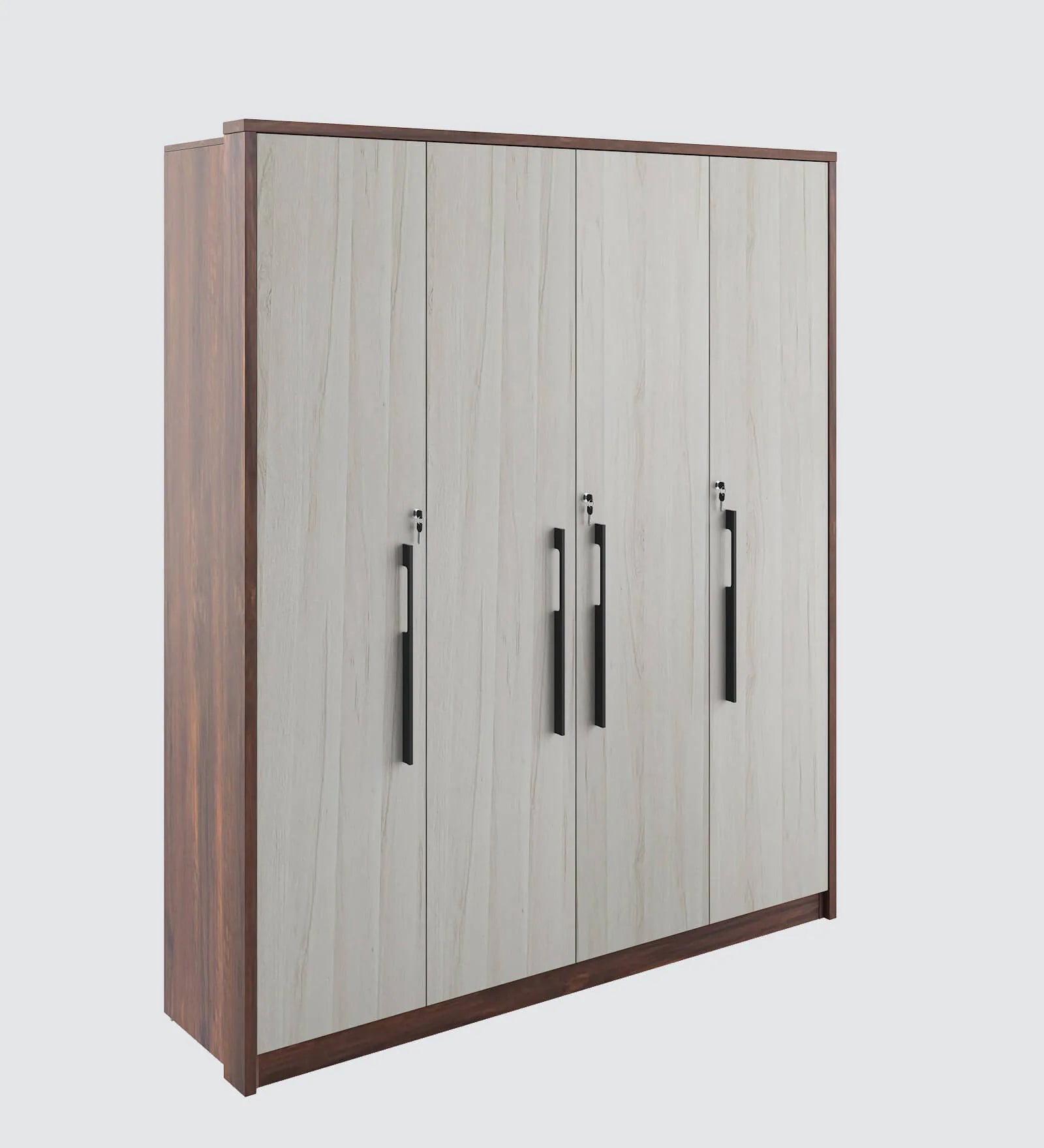 Manta 4 Door Wardrobe in Dark Walnut Color Finish With Locker - Febonic Living