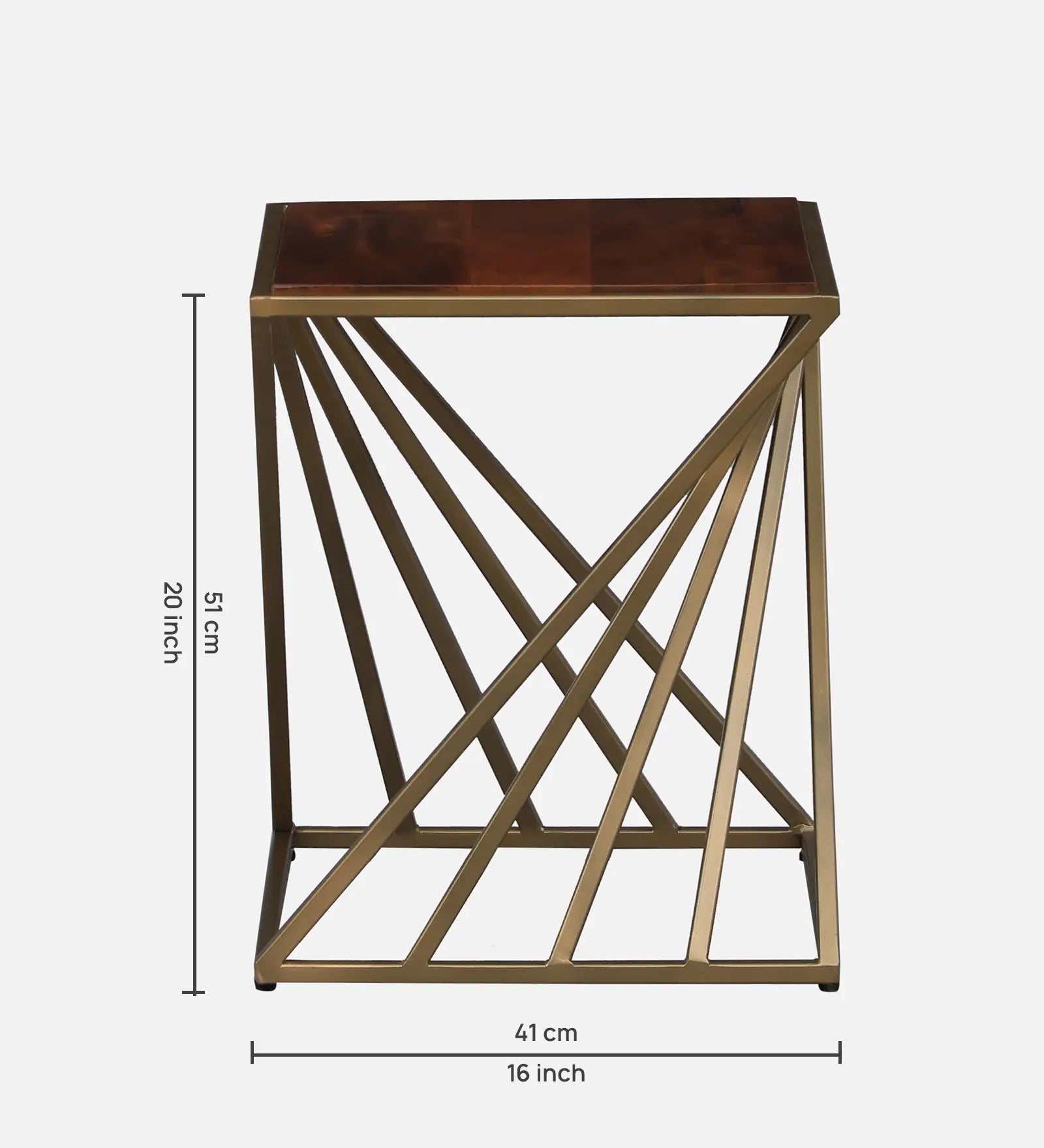 Kini Metal End Table In Matte Gold Finish
