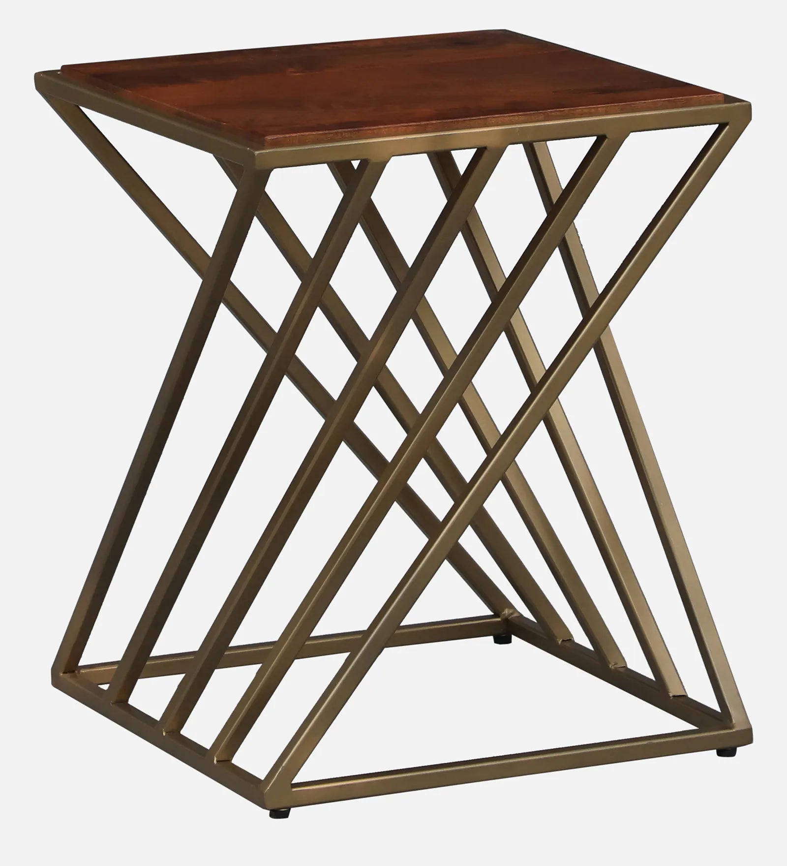 Kini Metal End Table In Matte Gold Finish