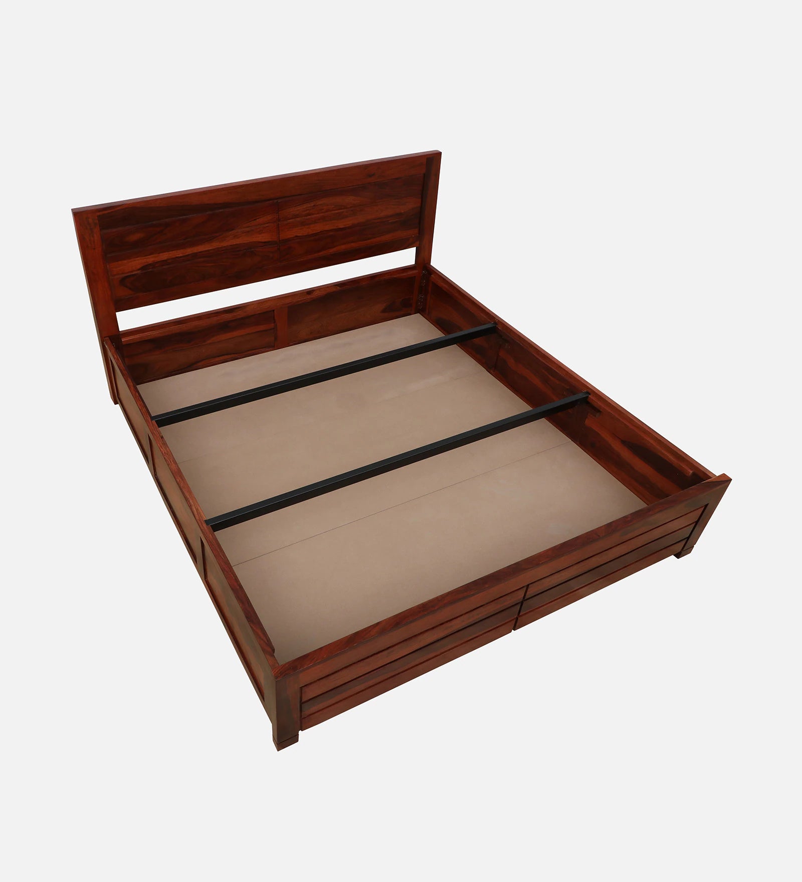 Mejun Sheesham Wood King Size Bed In Honey Oak Finish With Box Storage - Febonic Living