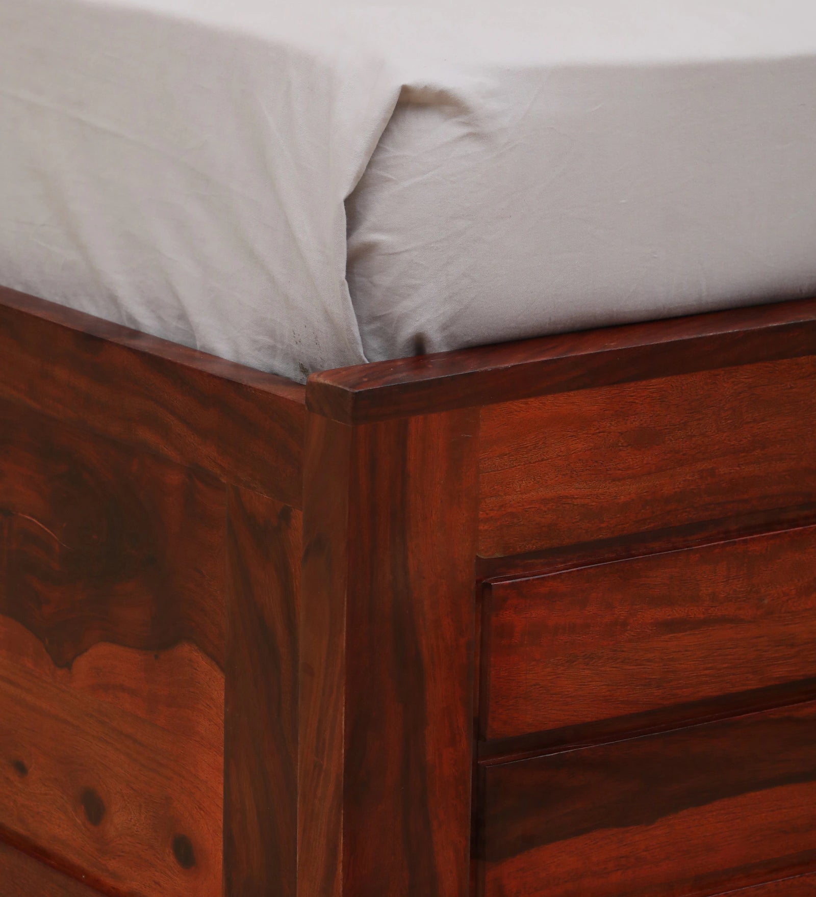 Mejun Sheesham Wood King Size Bed In Honey Oak Finish With Box Storage - Febonic Living
