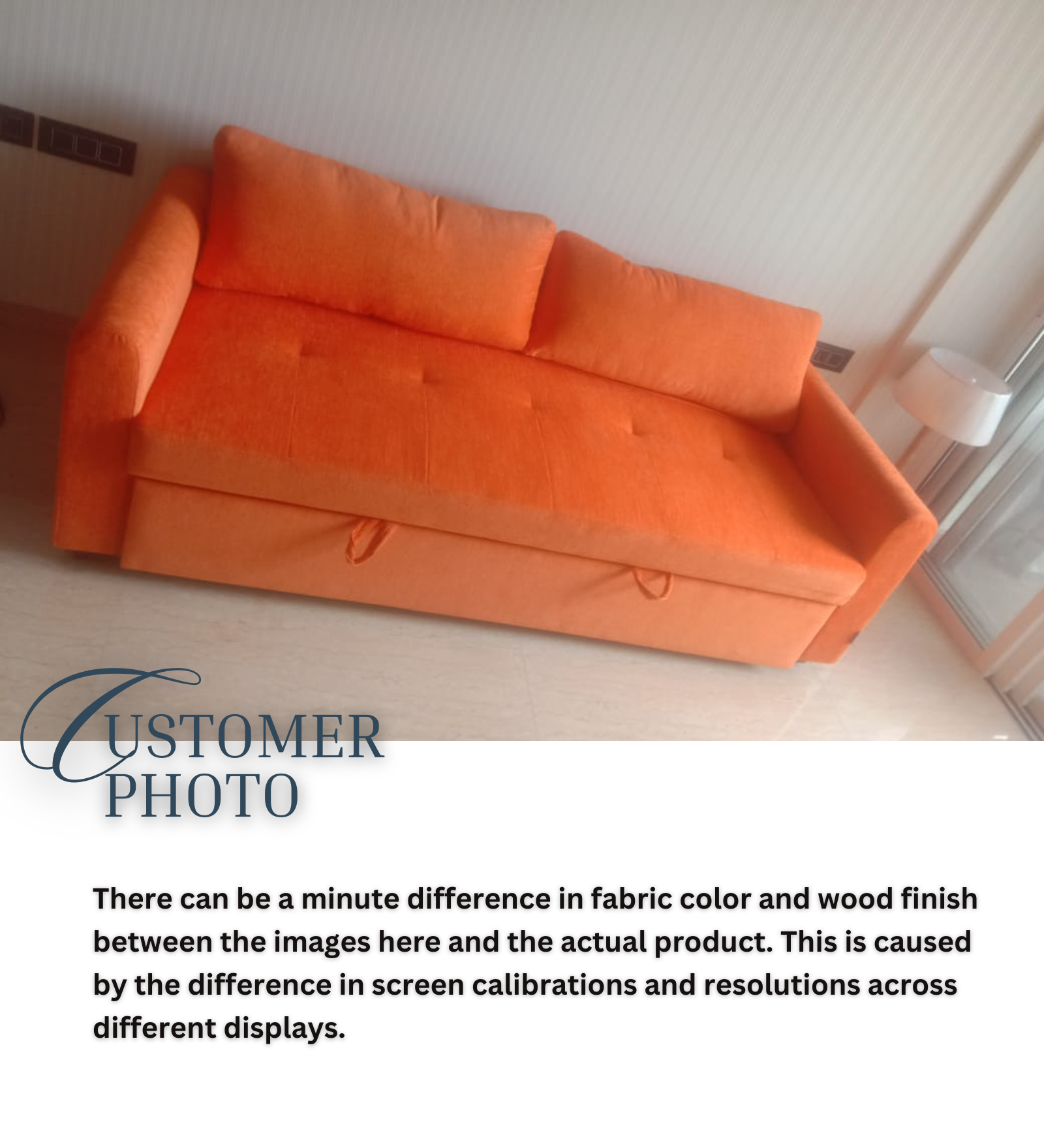 Sigma Fabric 3 Seater Pull Out Sofa Cum Bed In Vivid Orange Colour - Febonic Living