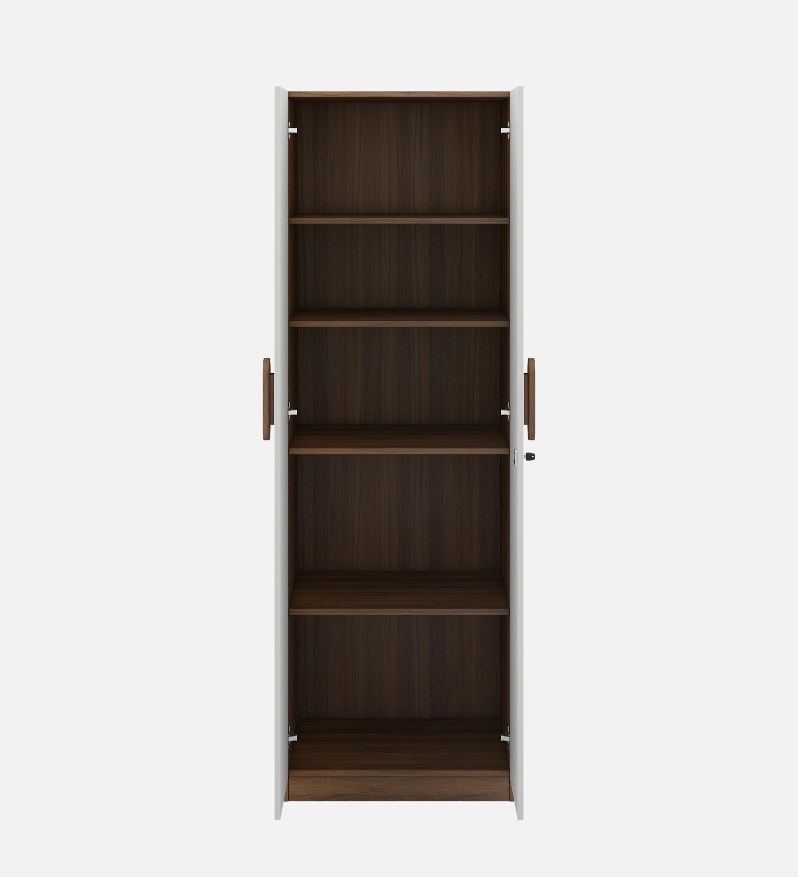 Derin 2 Door Wardrobe In Frosty White & Oral Walnut Finish - Febonic Living