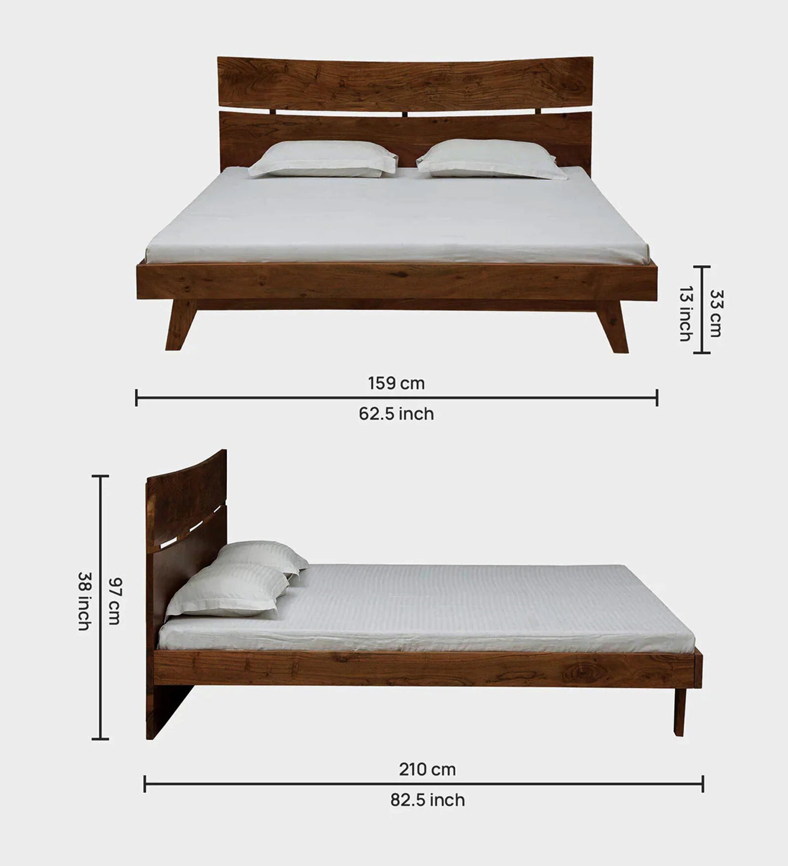 Manas Solid Wood Queen Size Bed In Tubbaq Finish - Febonic Living