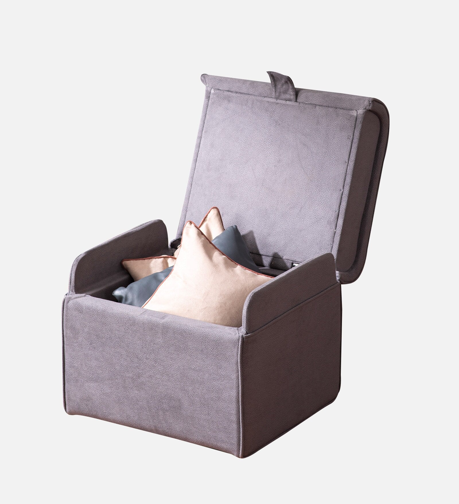 Raccoon Fabric Ottoman In Grey Colour - Febonic Living