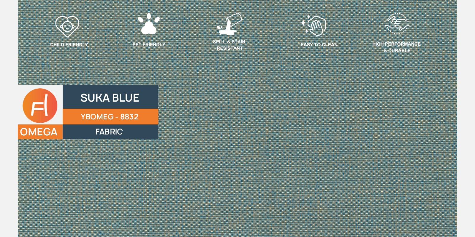 Ribby Fabric 2 Seater Sofa In Suka Blue Colour - Febonic Living