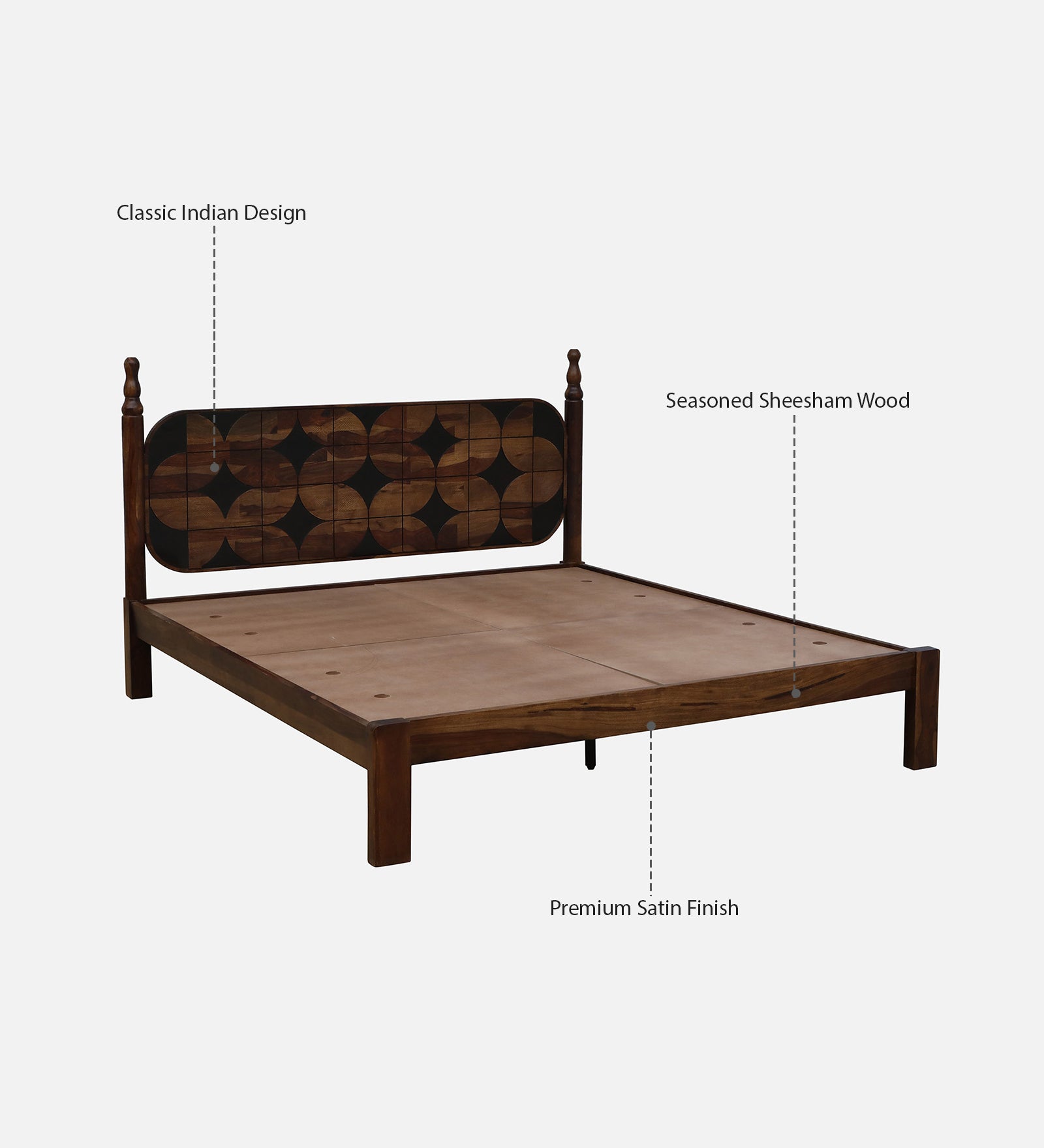 Tunis Sheesham King Size Bed In Provincial Teak Finish - Febonic Living