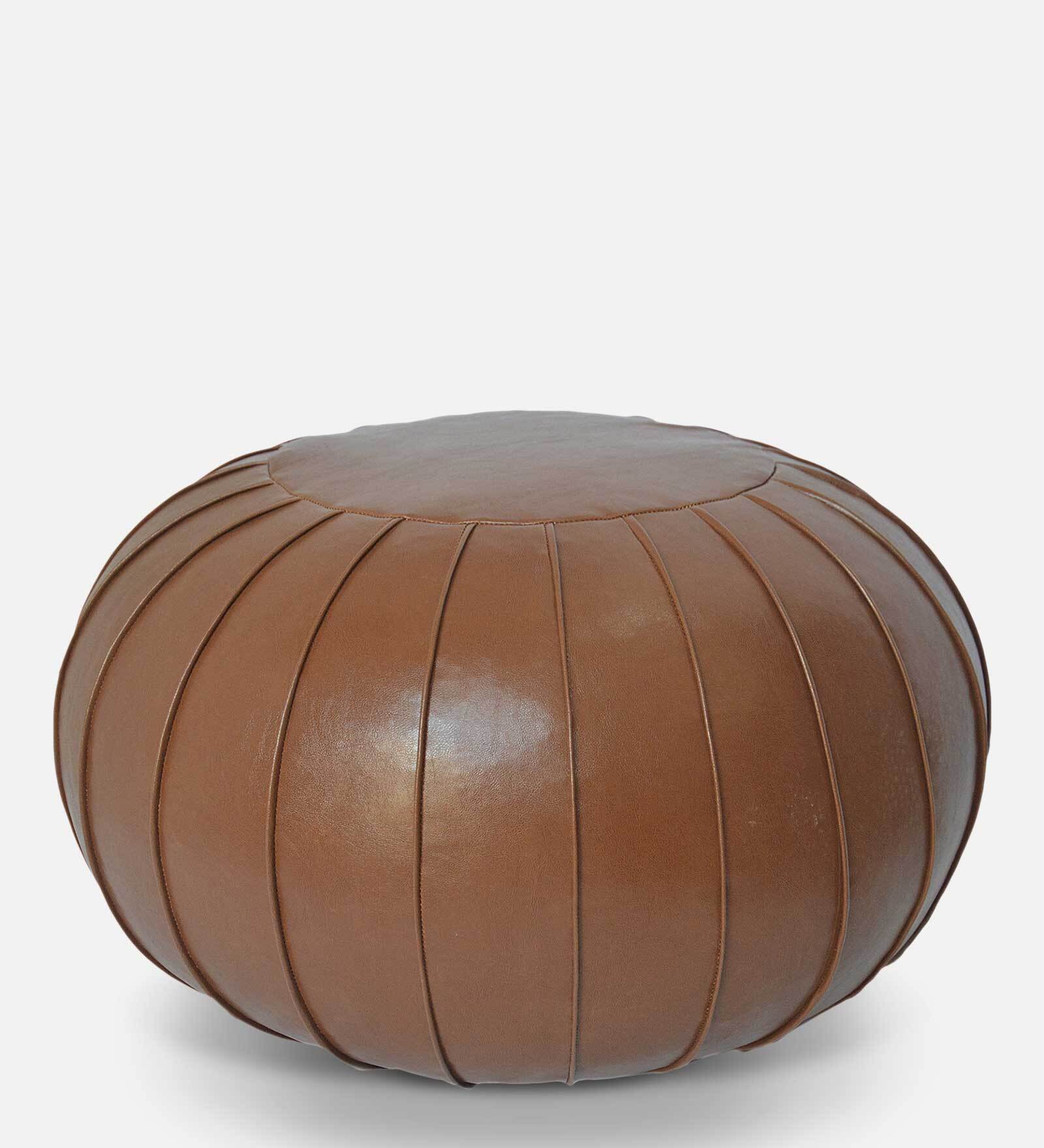 Swan Leatherette Pouffe In Cinnamon Brown Colour - Febonic Living