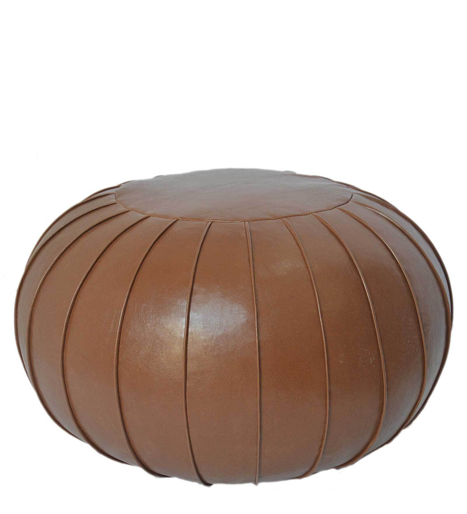 Swan Leatherette Pouffe In Cinnamon Brown Colour - Febonic Living