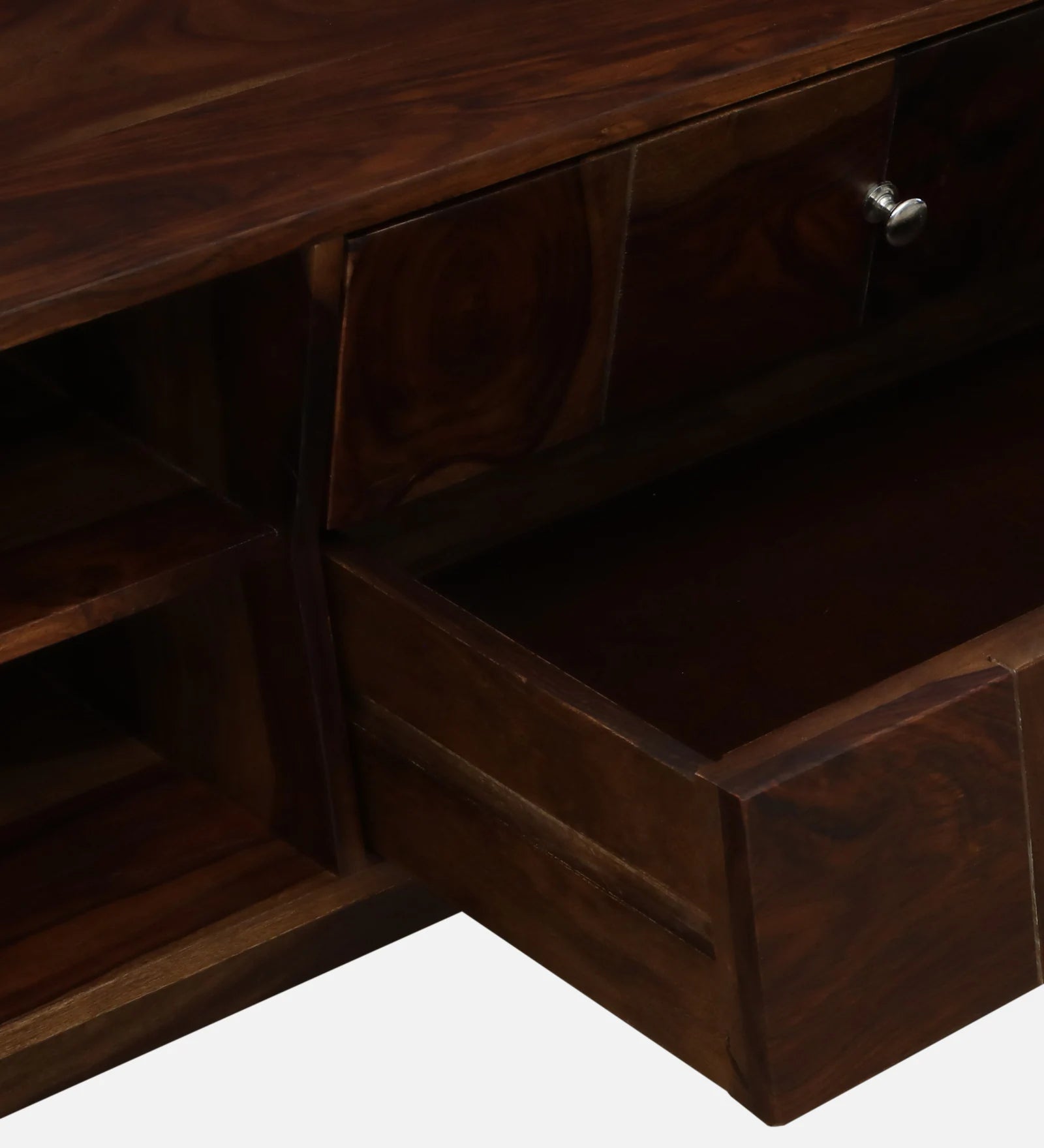 Luoyn Sheesham Wood TV Unit In Provincial Teak Finish - Febonic Living