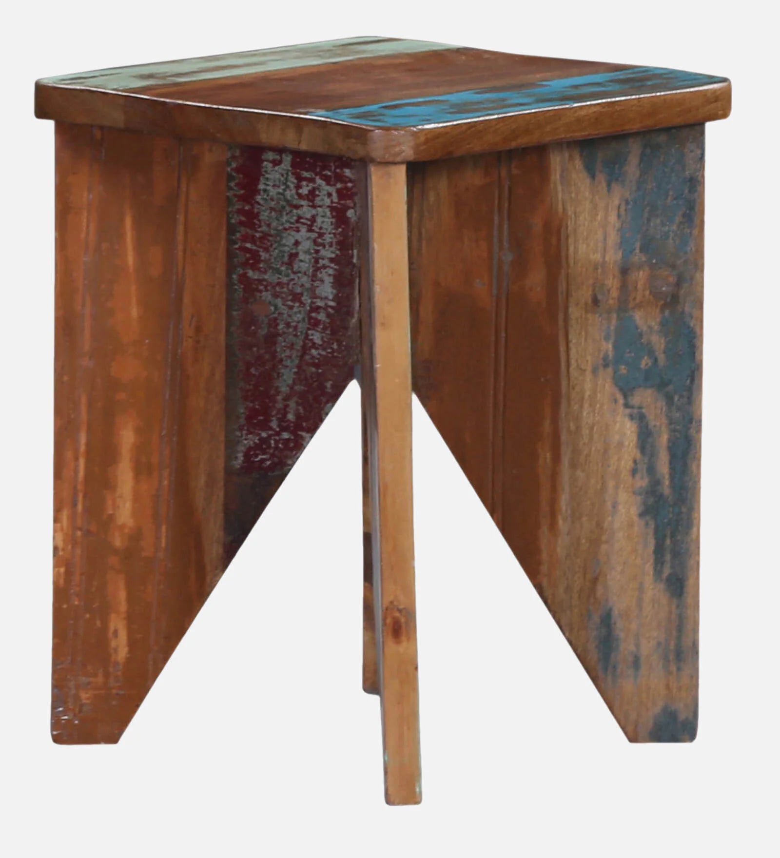 Ezla Reclaimed Wood End Table In Distress Finish - Febonic Living