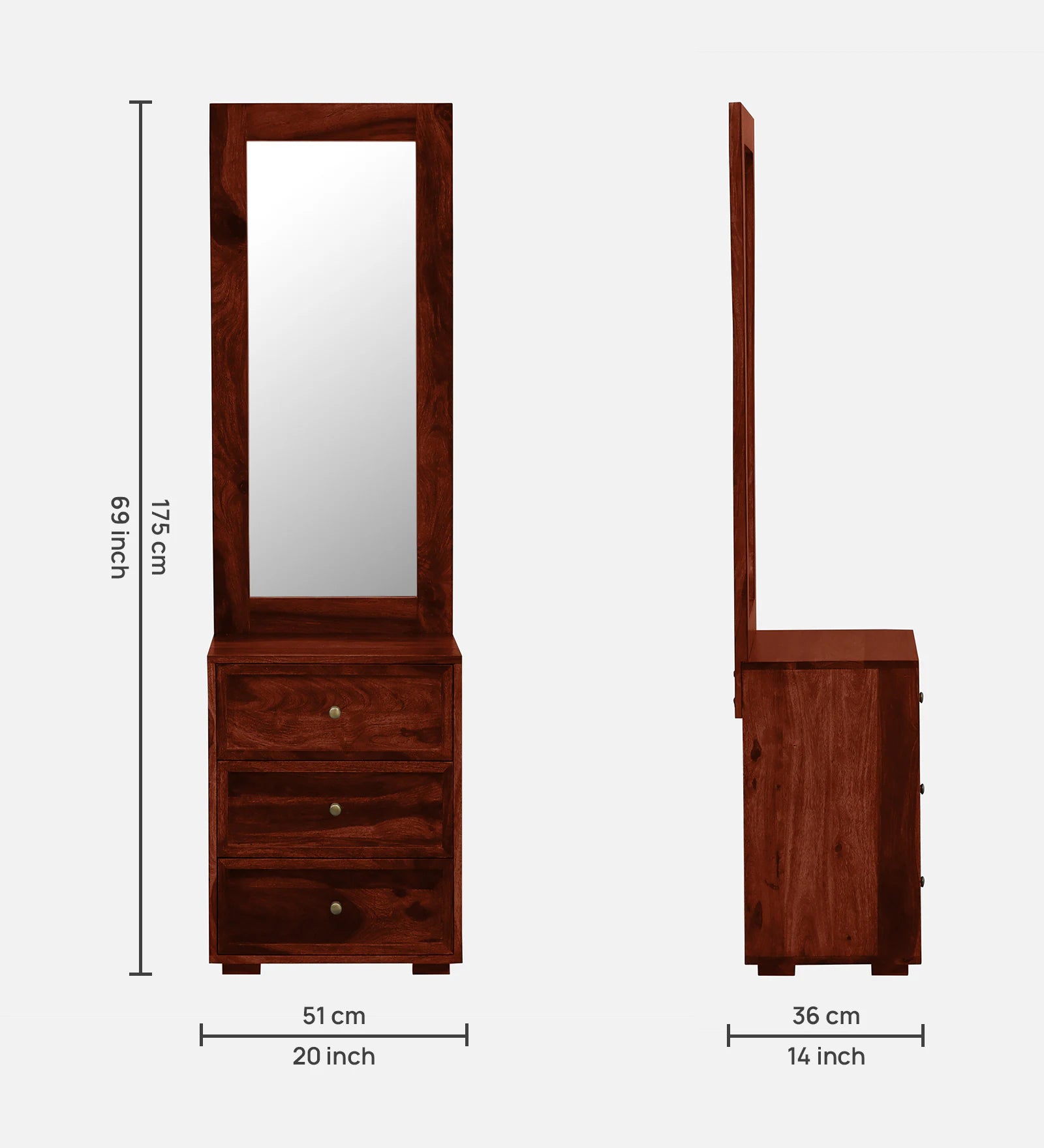 Malmo Sheesham Wood Dresser In Honey Oak Finish - Febonic Living