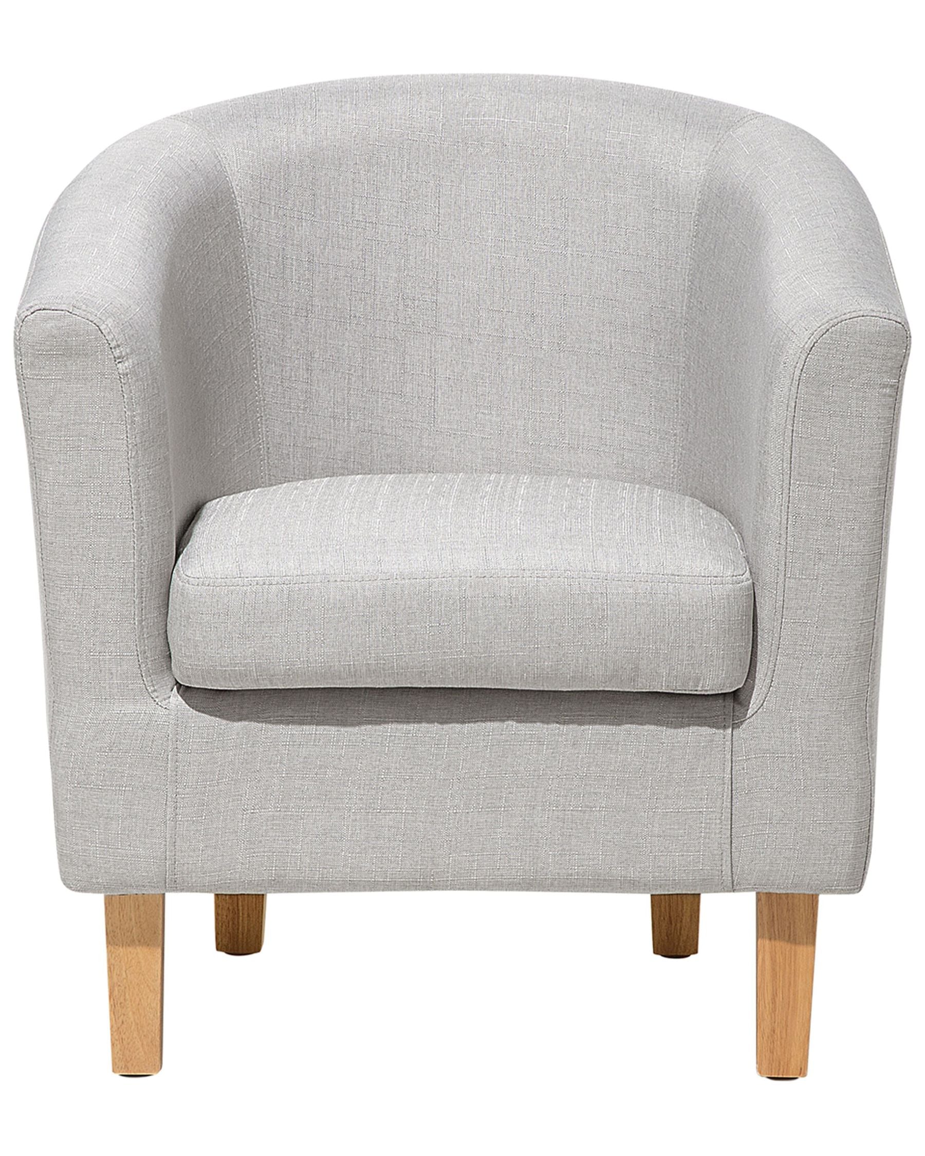 Horry Fabric Barrel Chair With Ottoman In Lit Grey Colour - Febonic Living