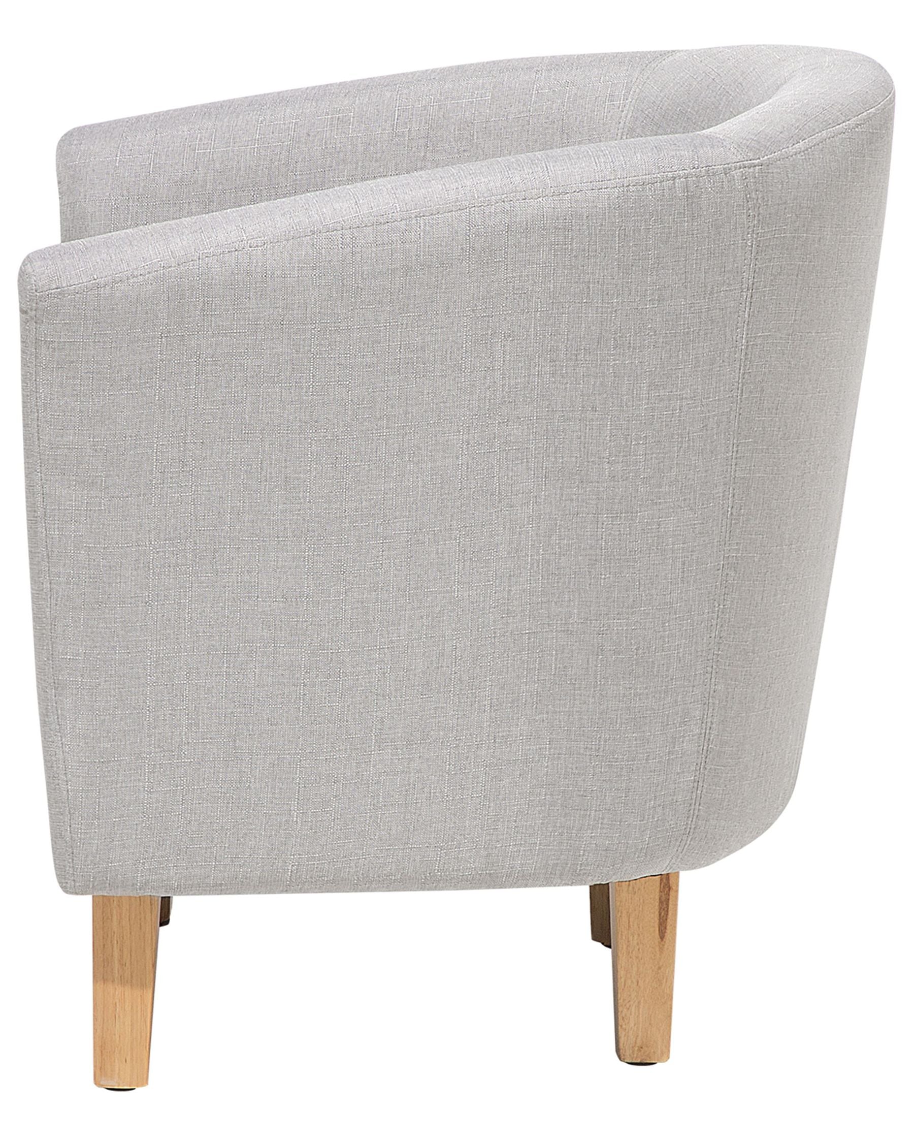 Horry Fabric Barrel Chair With Ottoman In Lit Grey Colour - Febonic Living