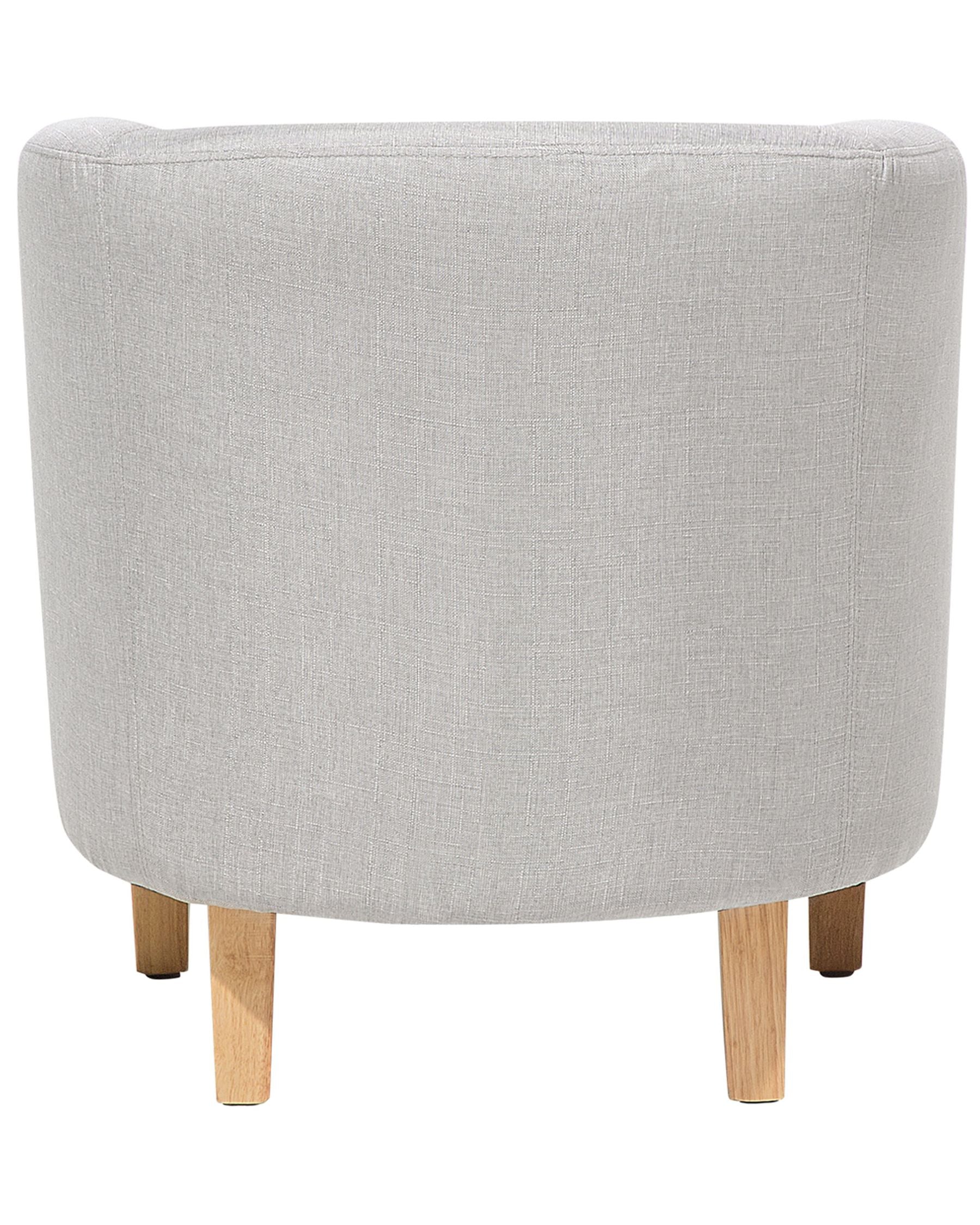 Horry Fabric Barrel Chair With Ottoman In Lit Grey Colour - Febonic Living
